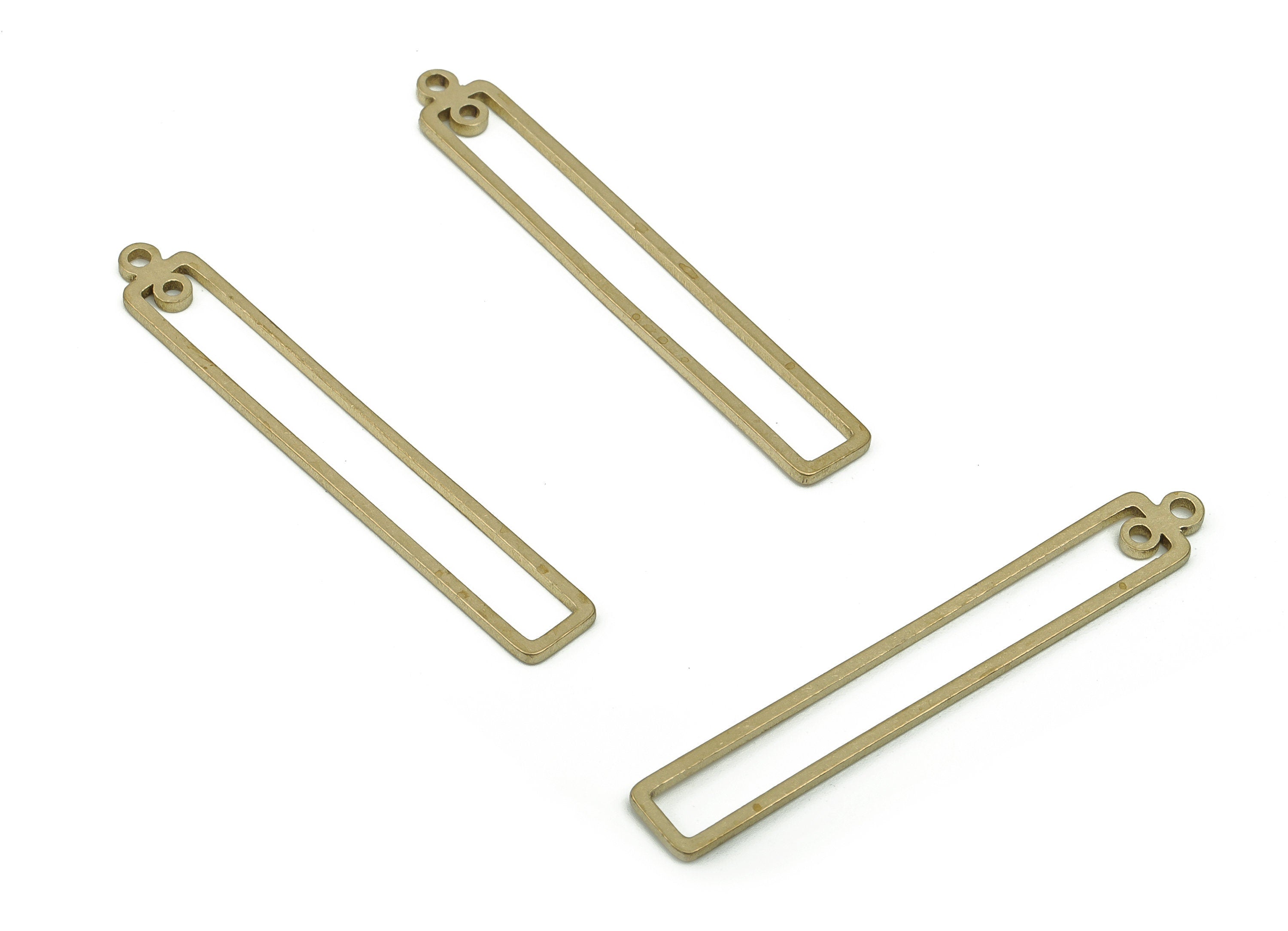 Brass Rectangle Earring Connectors - Raw Brass Rectangle Charms and Pendant - Jewelry Making Supplies - 42.52x6.02x1.06mm - PP4828 - DOMEDBAZAAR
