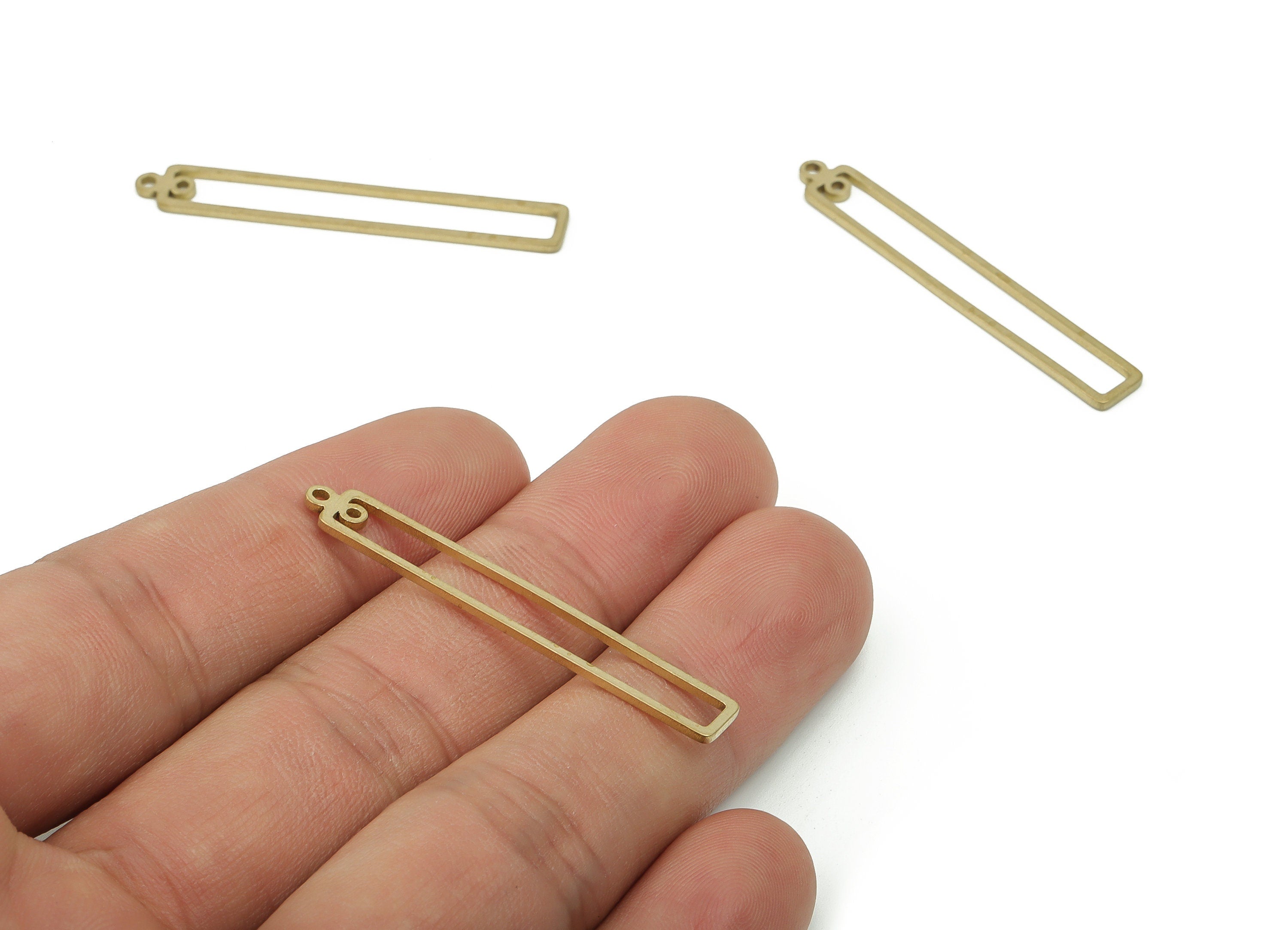 Brass Rectangle Earring Connectors - Raw Brass Rectangle Charms and Pendant - Jewelry Making Supplies - 42.52x6.02x1.06mm - PP4828 - DOMEDBAZAAR