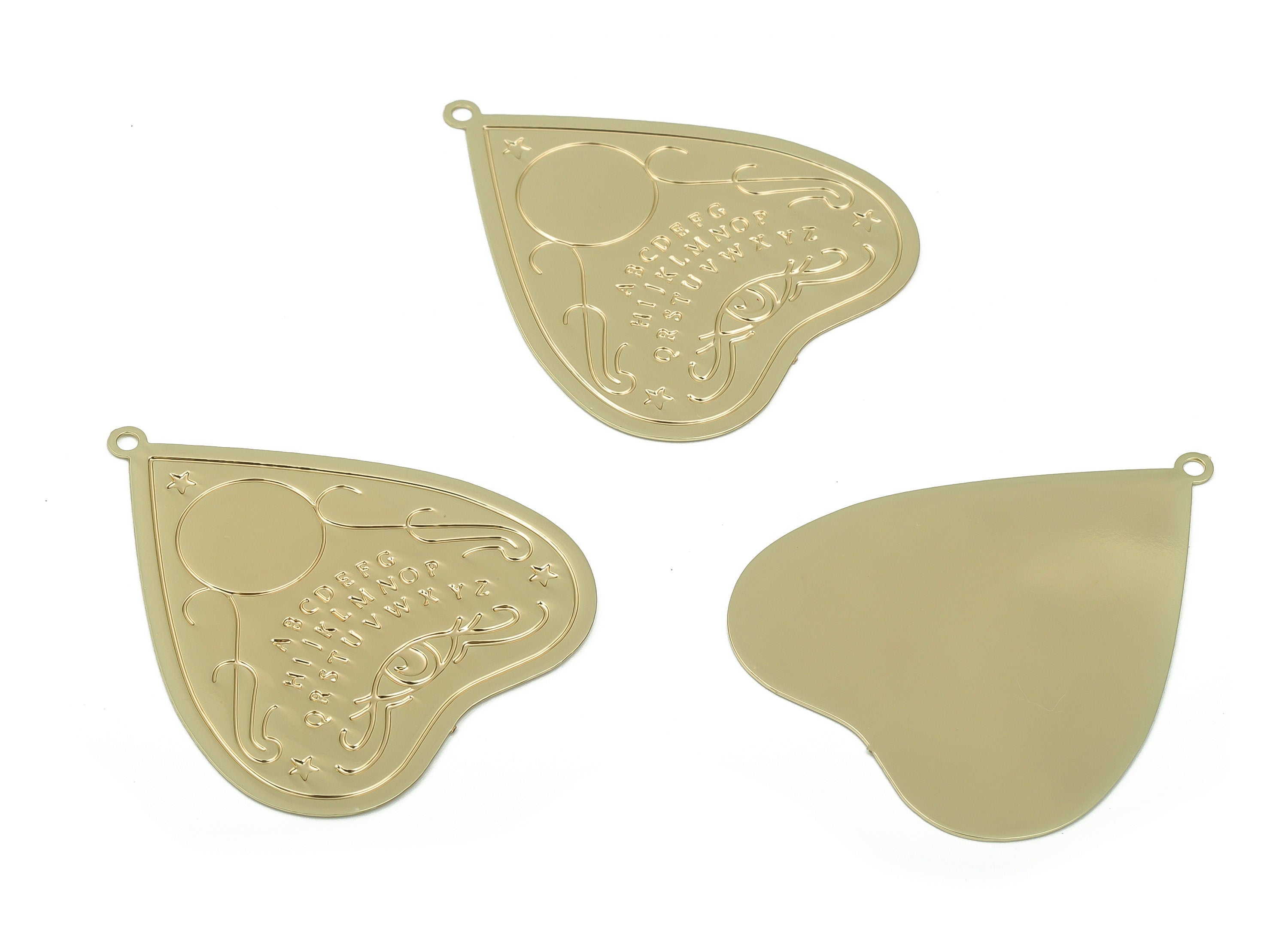 Gold Heart Letter Pendant - Brass Star Eye Sun Earring Charms - Earring Findings - Jewelry Making Supplies - 37.27x31.21x0.43mm - JJB6761G - DOMEDBAZAAR