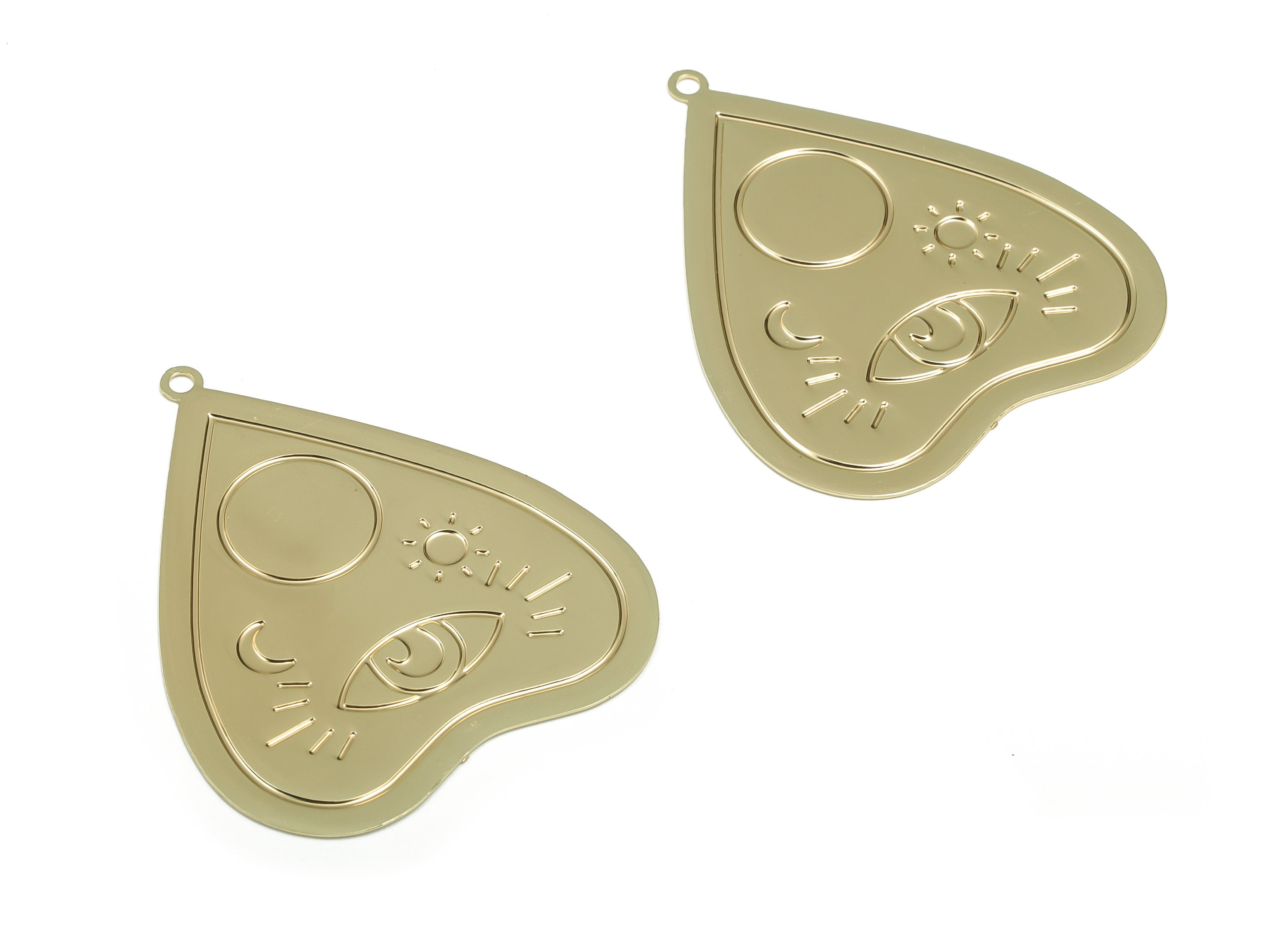 Gold Heart Eye Pendant -Brass Heart Pendant - Brass Moon Sun Earring Charms - Heart Charms- Gold eye Pendant- 37.26x31.18x0.46mm- JJB6762G - DOMEDBAZAAR