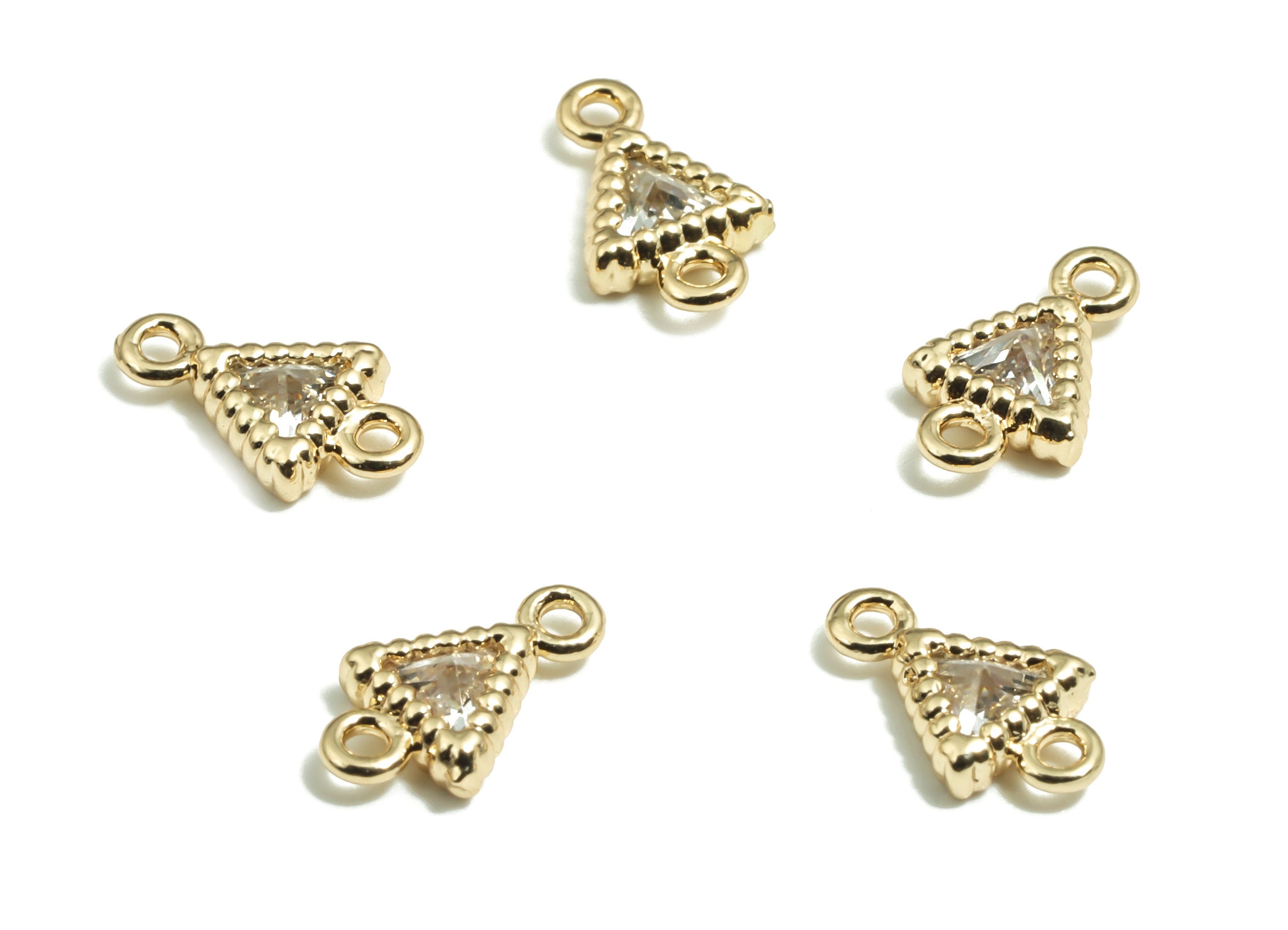 Brass Mini Triangle Earring Connector With Zircon - KC Gold Triangle Pendant - KC Gold Tone Plated Brass - 8x4.84x2mm -PP4851G - DOMEDBAZAAR