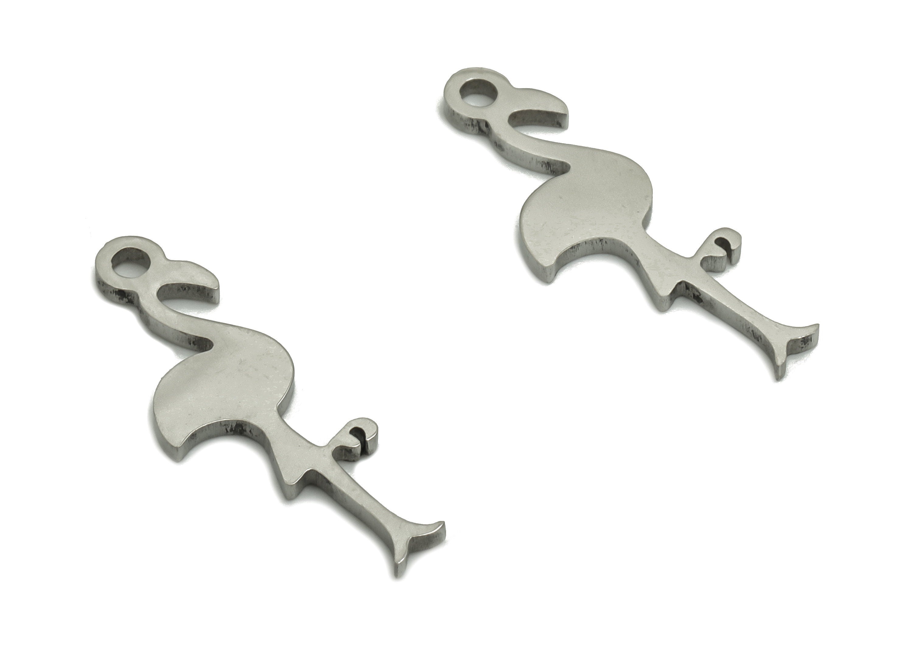 Stainless Steel Flamingo Earring Charms - Stainless Steel Flamingo Dangle Pendant - Jewelry Making Supplies - 17.81x6.1x0.92mm - SS1249 - DOMEDBAZAAR