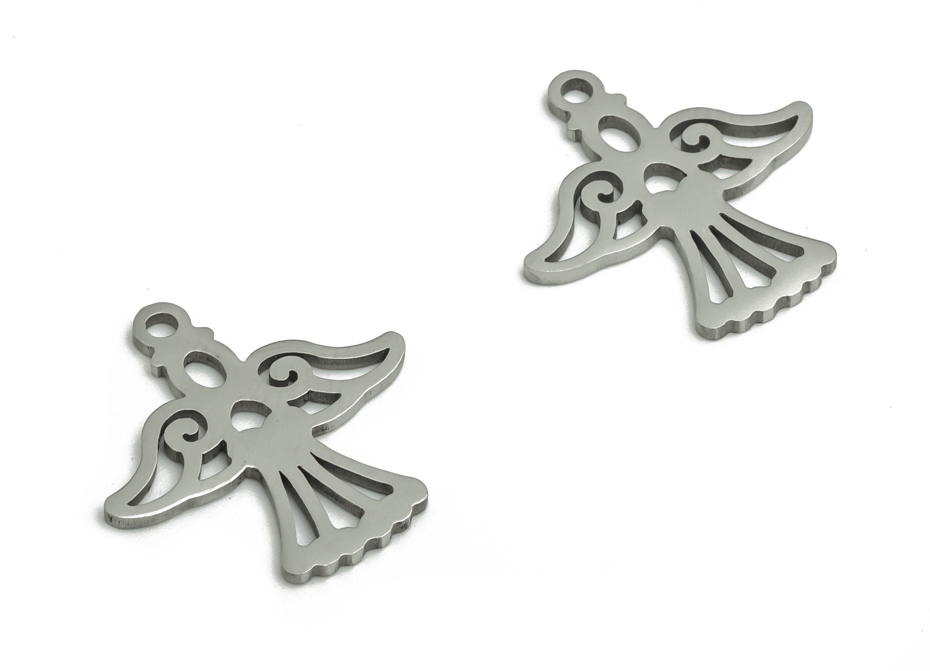 Stainless Steel Angel Earring Charms - Stainless Steel Angel Pendant - Jewelry Making Supplies - 17.01x16.98x0.94mm - SS1273 - DOMEDBAZAAR