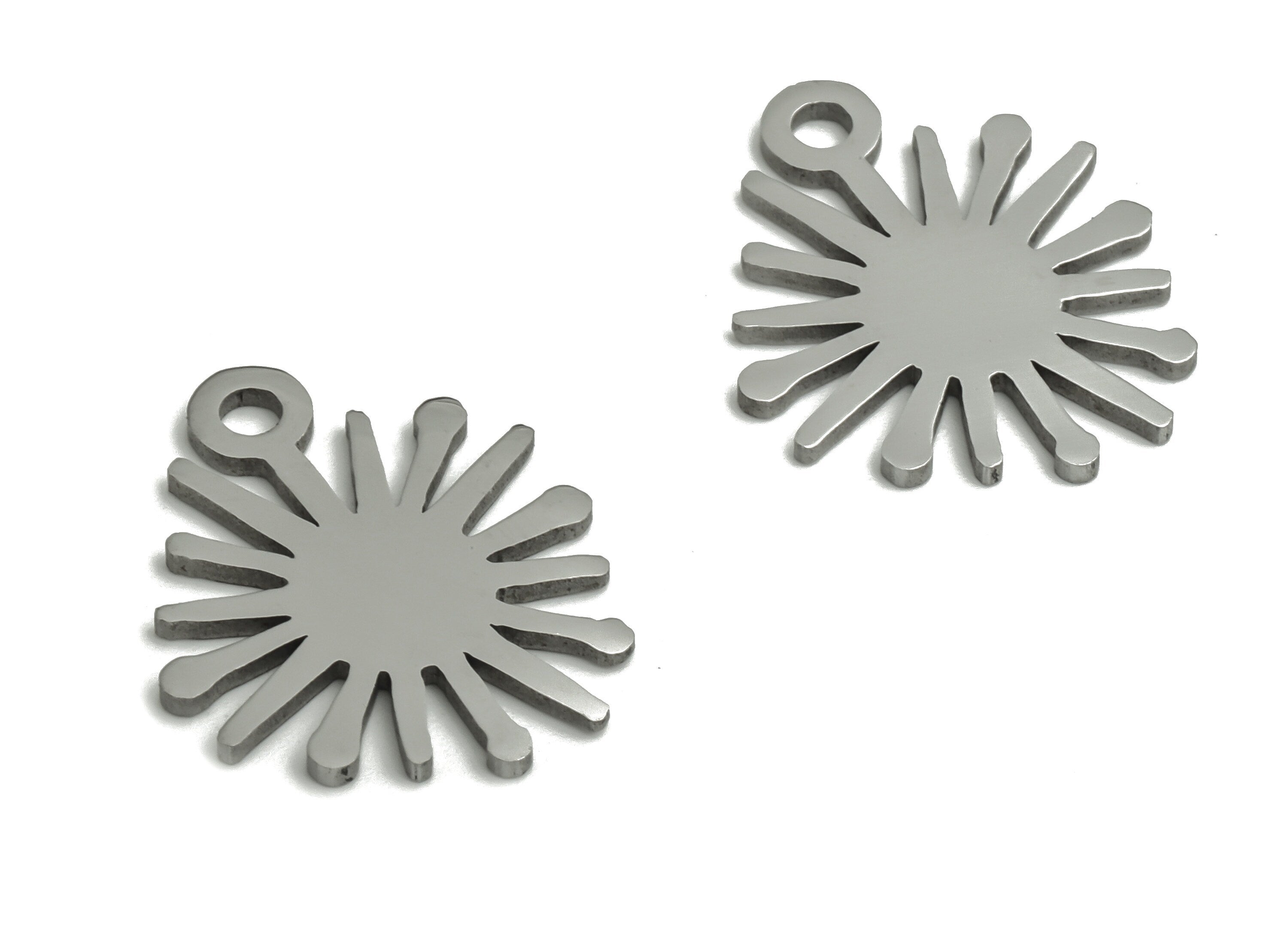 Stainless Steel Sun Earring Charms - Stainless Steel Sun Pendant - Jewelry Making Supplies - 17.26x14.47x0.95mm - SS1262 - DOMEDBAZAAR