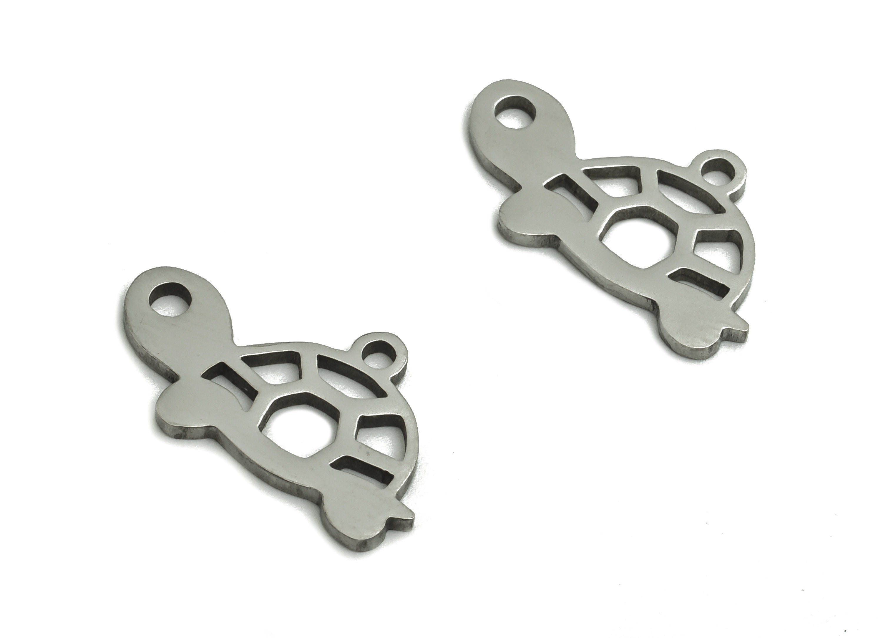 Stainless Steel Turtle Earring Charms - Stainless Turtle Pendant - Ocean Charms - Jewelry Making Supplies - 18.03x11.83x0.95mm - SS1255 - DOMEDBAZAAR