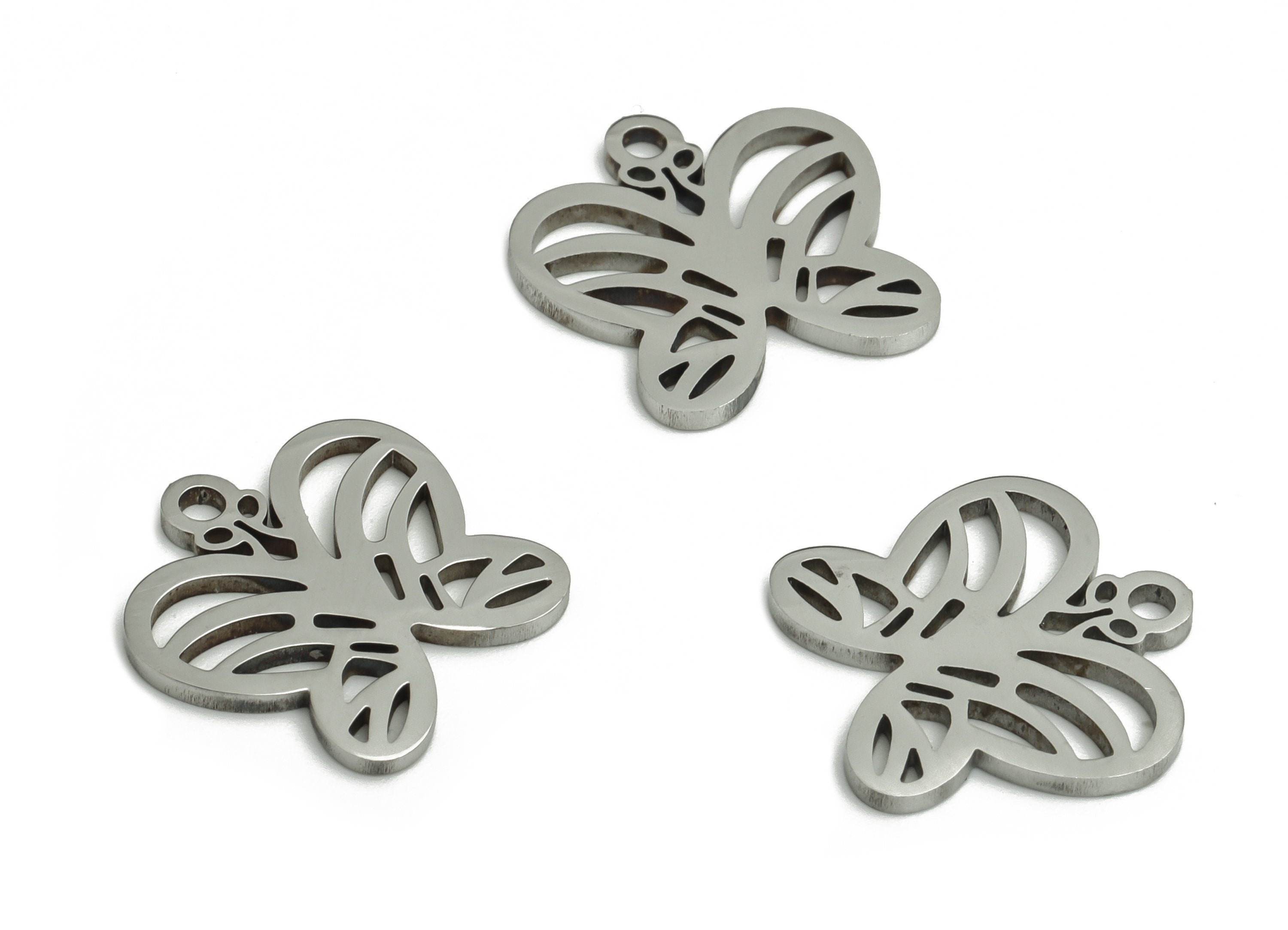 Stainless Steel Butterfly Earring Charms - Stainless Butterfly Pendant - Jewelry Making Supplies - 12.84x12.76x0.93mm - SS1291 - DOMEDBAZAAR