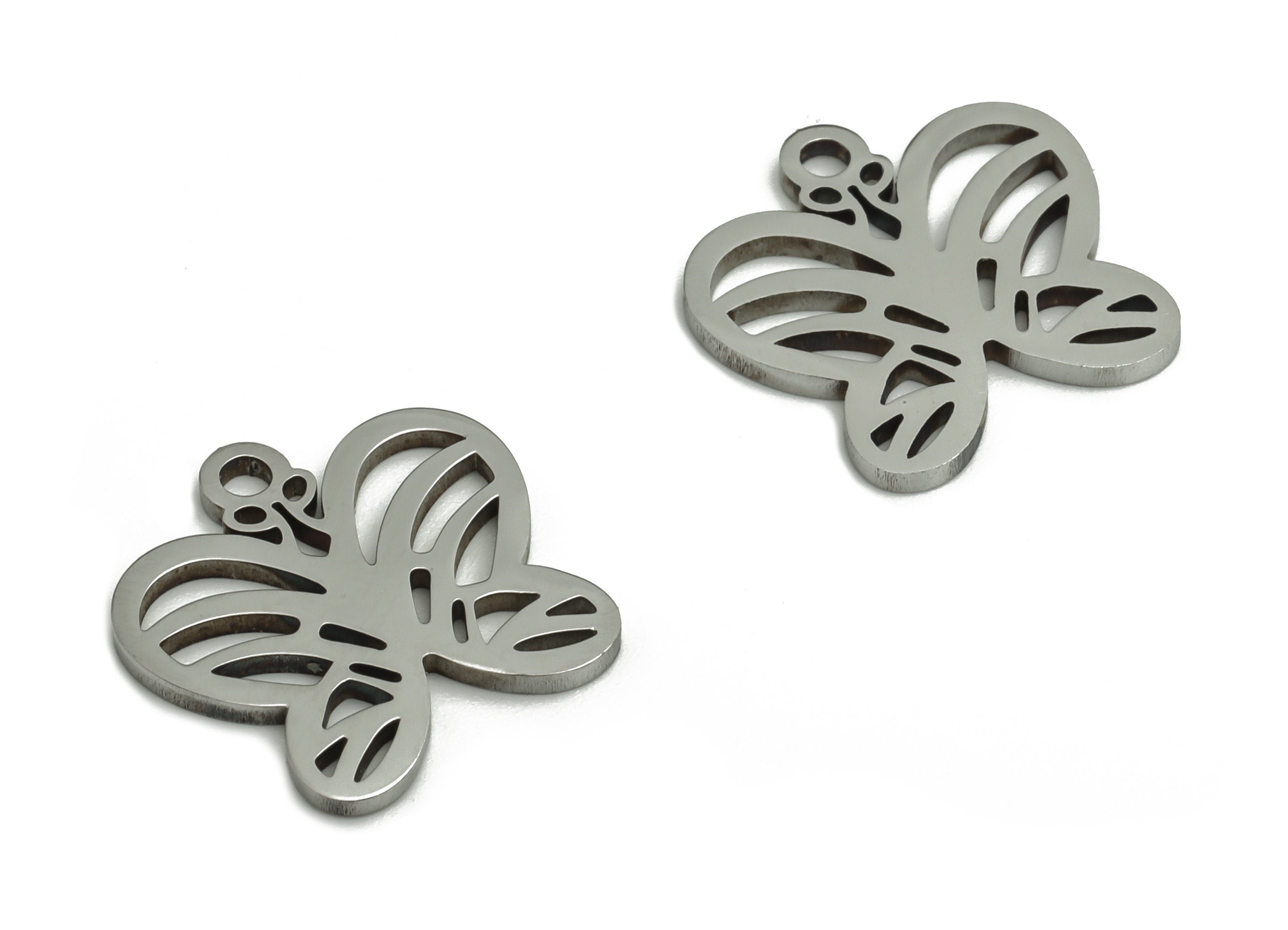Stainless Steel Butterfly Earring Charms - Stainless Butterfly Pendant - Jewelry Making Supplies - 12.84x12.76x0.93mm - SS1291 - DOMEDBAZAAR