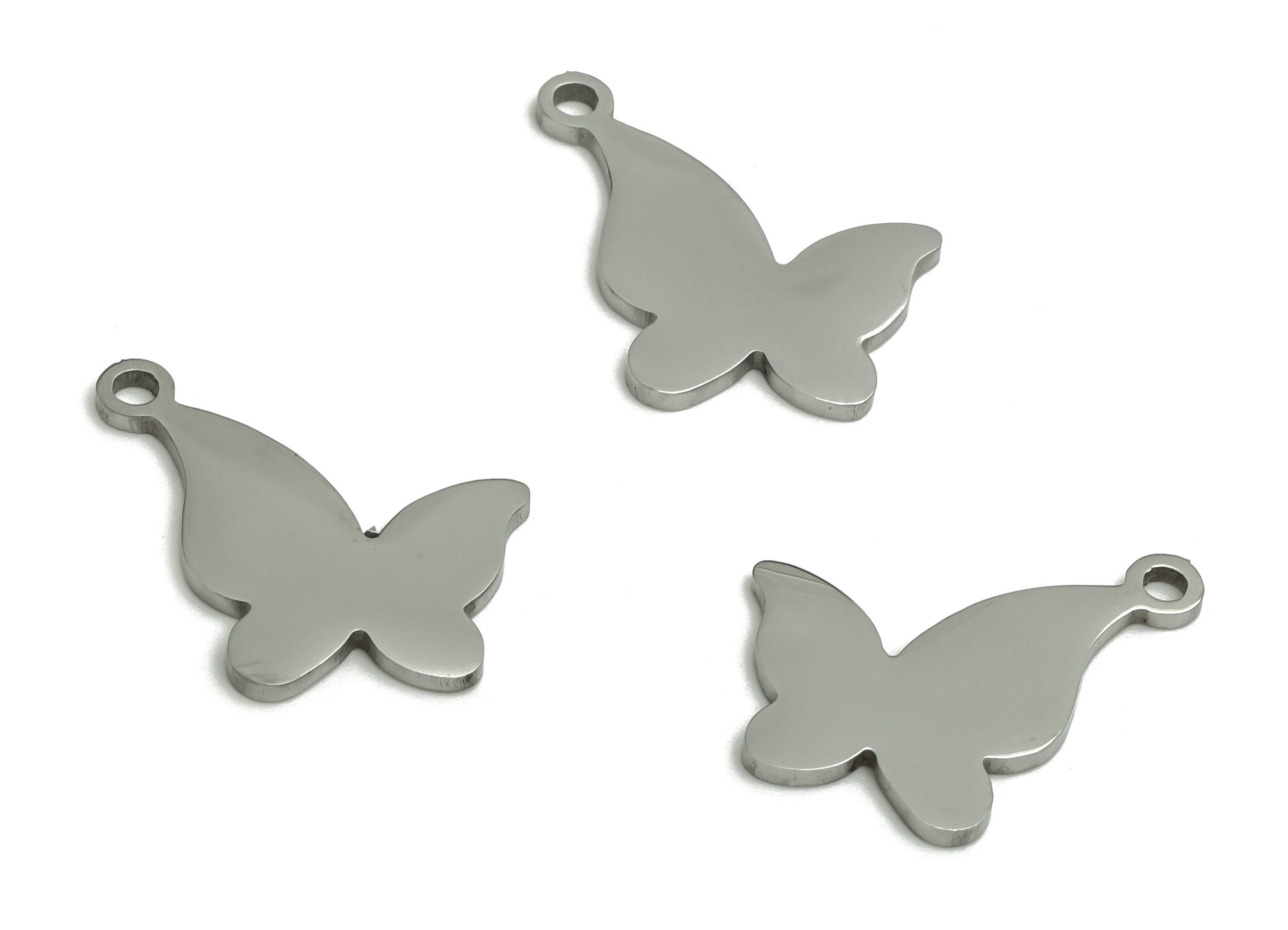 Stainless Steel Butterfly Earring Charms - Stainless Butterfly Pendant - Jewelry Making Supplies - 17.53x14.08x0.95mm - SS1253 - DOMEDBAZAAR