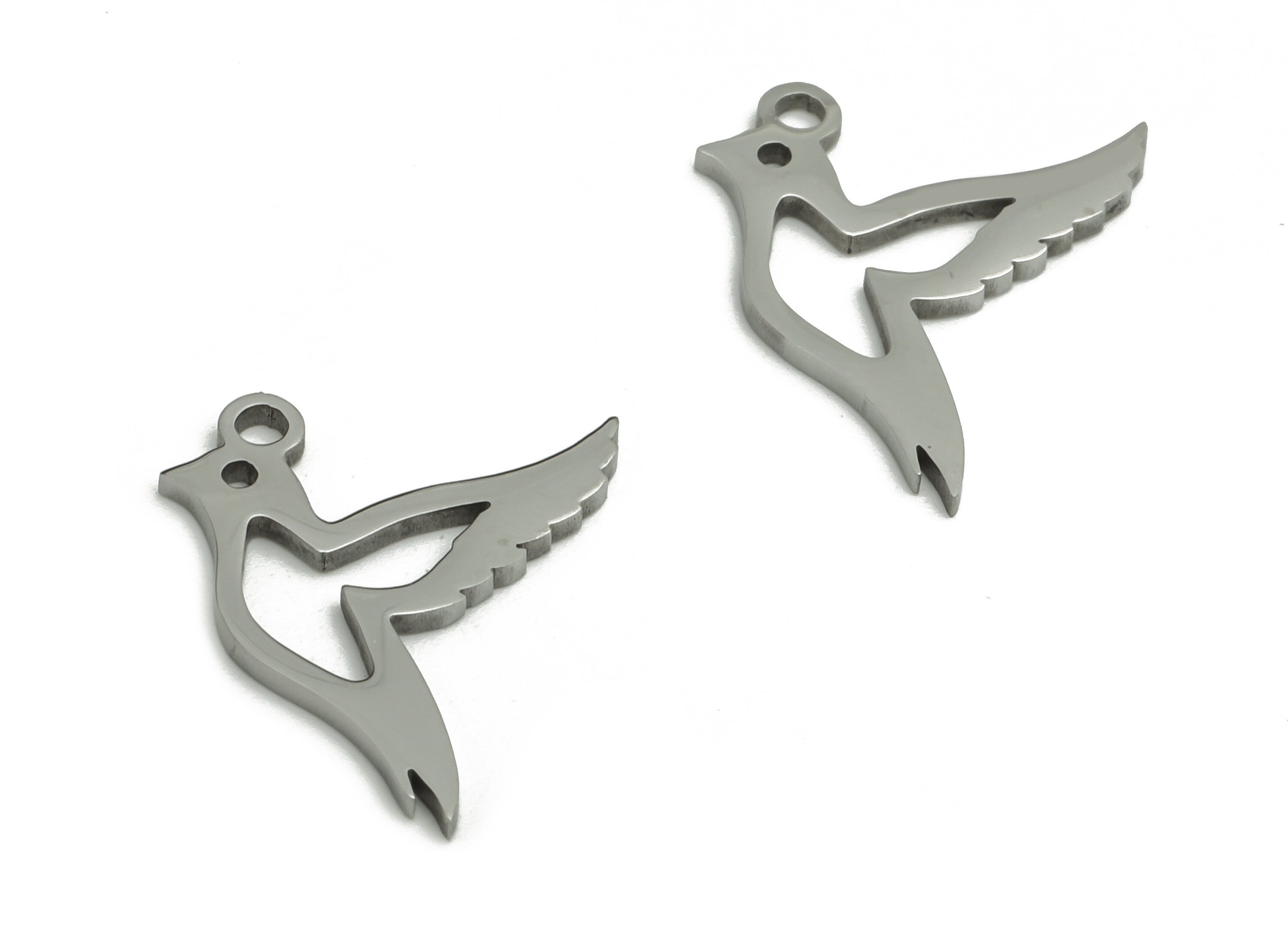 Stainless Steel Bird Earring Charms - Stainless Steel Bird Pendant - Jewelry Making Supplies - 16.64x13.89x0.9mm - SS1299 - DOMEDBAZAAR