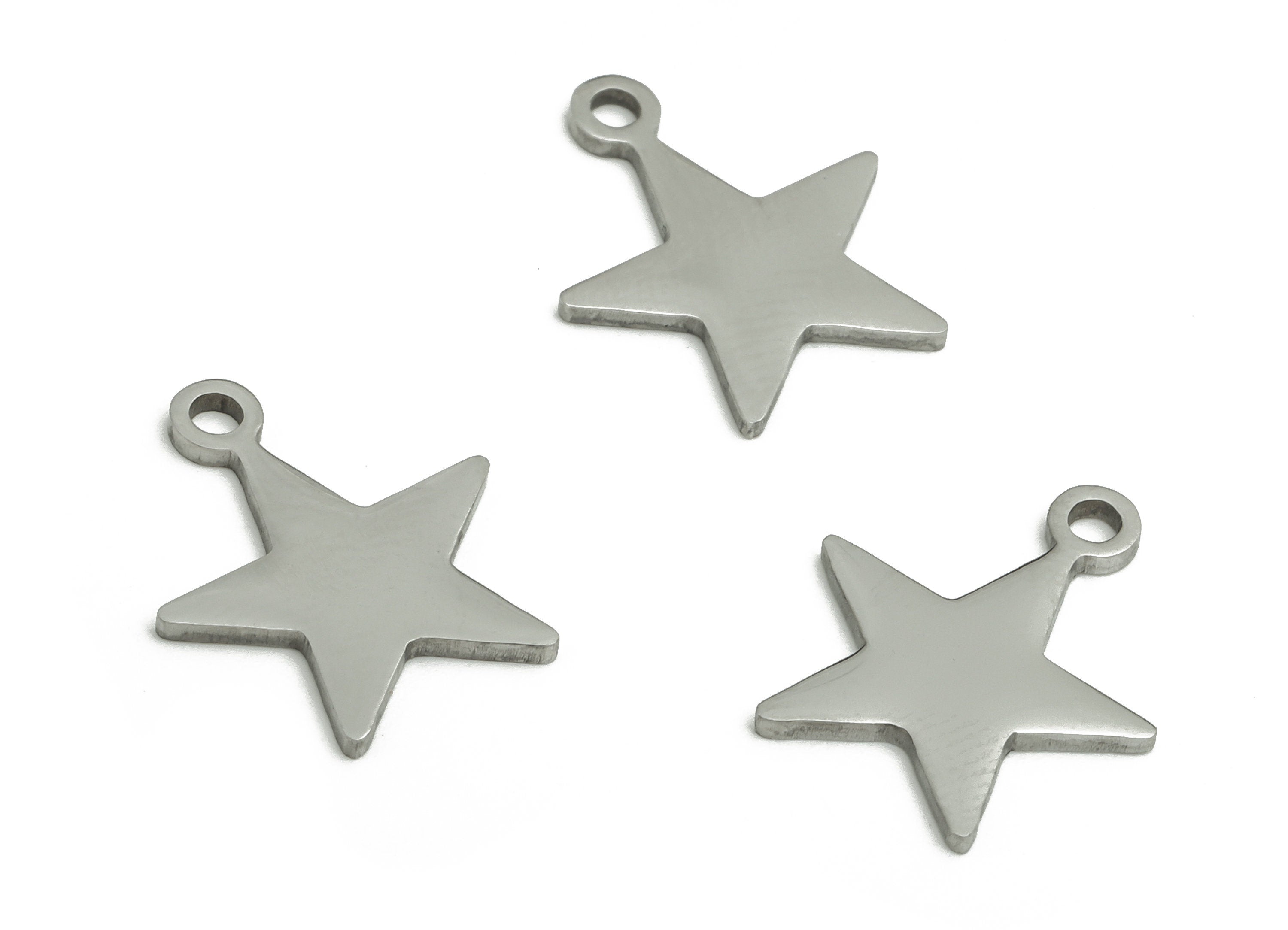 Stainless Steel Star Earring Charms - Stainless Steel Star Pendant - Jewelry Making Supplies - 15.01x12.6x0.95mm - SS1270 - DOMEDBAZAAR