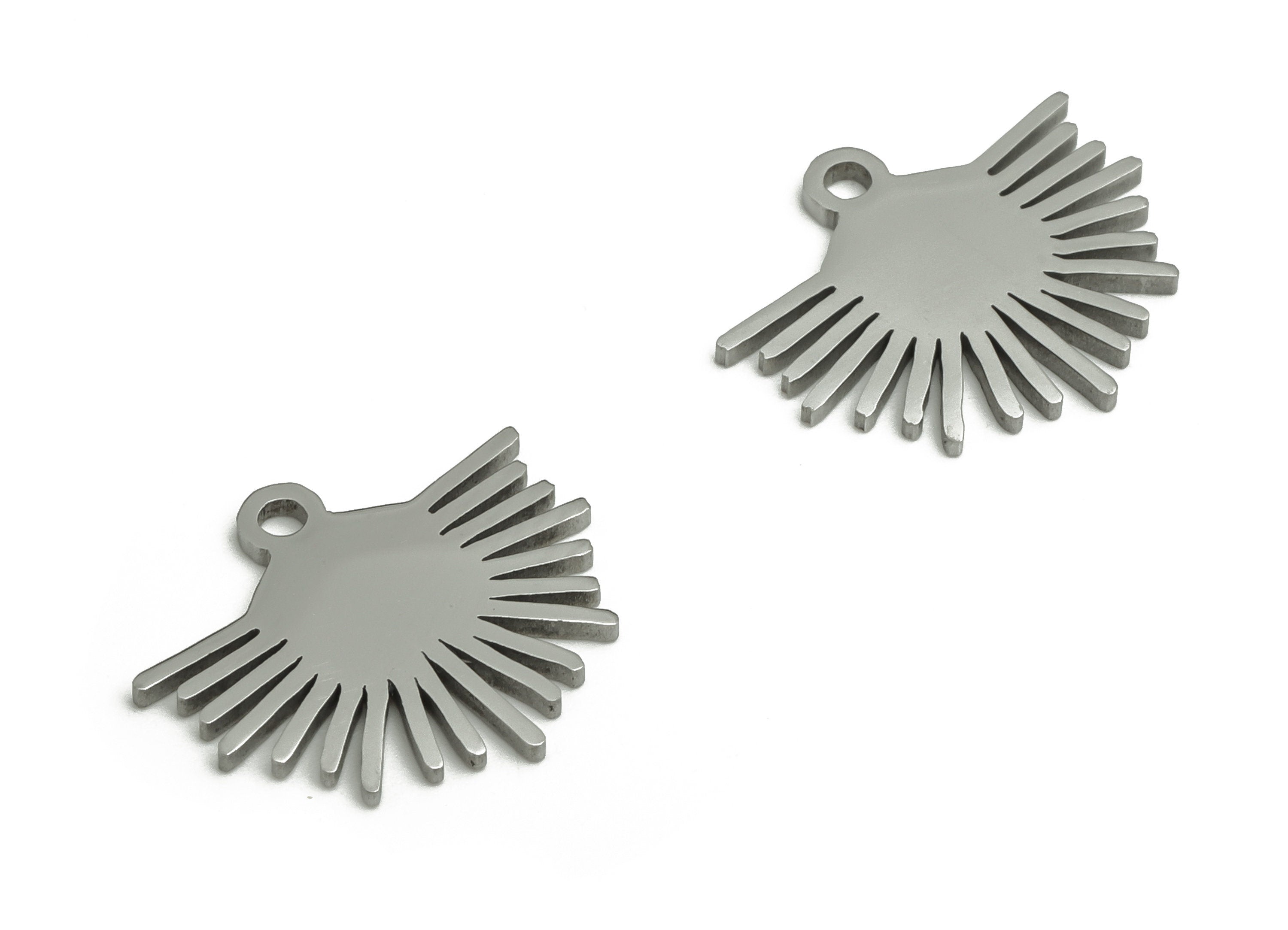 Stainless Steel Sun Earring Charms - Stainless Steel Half Sun Pendant - Jewelry Making Supplies - 15.29x12.85x0.92mm - SS1301 - DOMEDBAZAAR