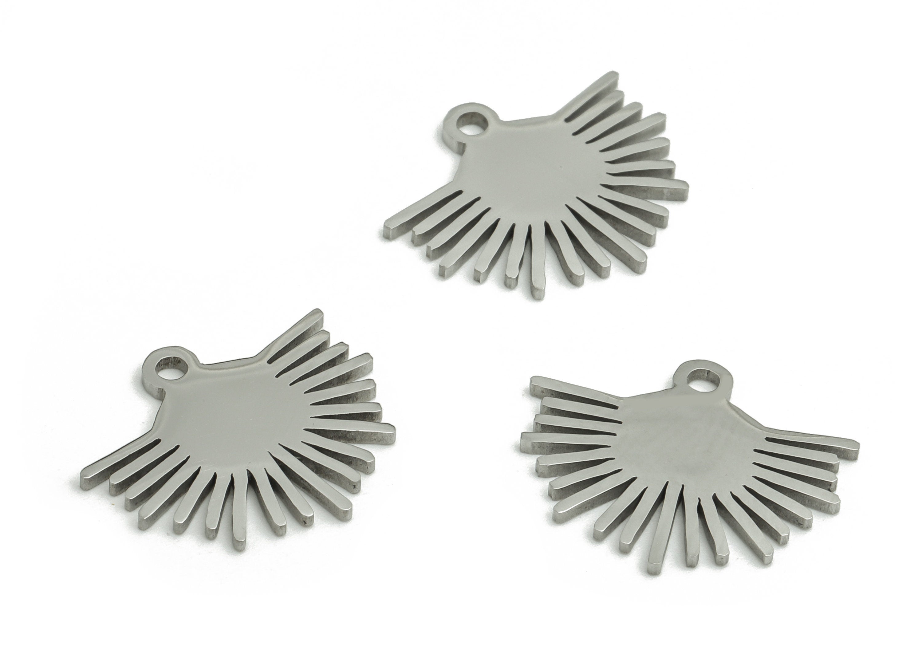 Stainless Steel Sun Earring Charms - Stainless Steel Half Sun Pendant - Jewelry Making Supplies - 15.29x12.85x0.92mm - SS1301 - DOMEDBAZAAR