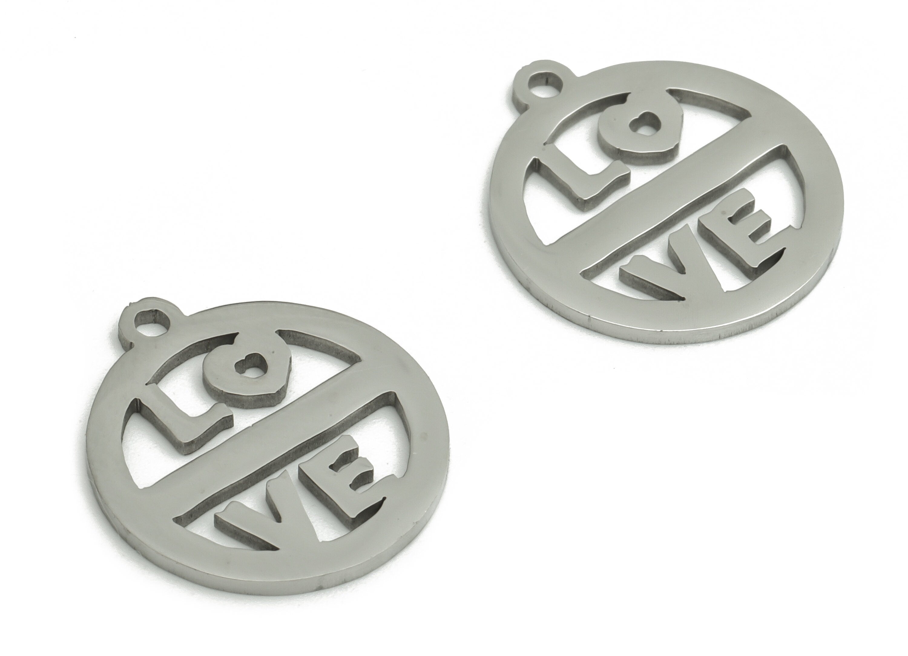 Customized Stainless Steel Charm - Personalized Stainless Steel Round Phrase Pendant - Custom Handwriting Keyring - 17.2x15.3x1mm - SS1287 - DOMEDBAZAAR