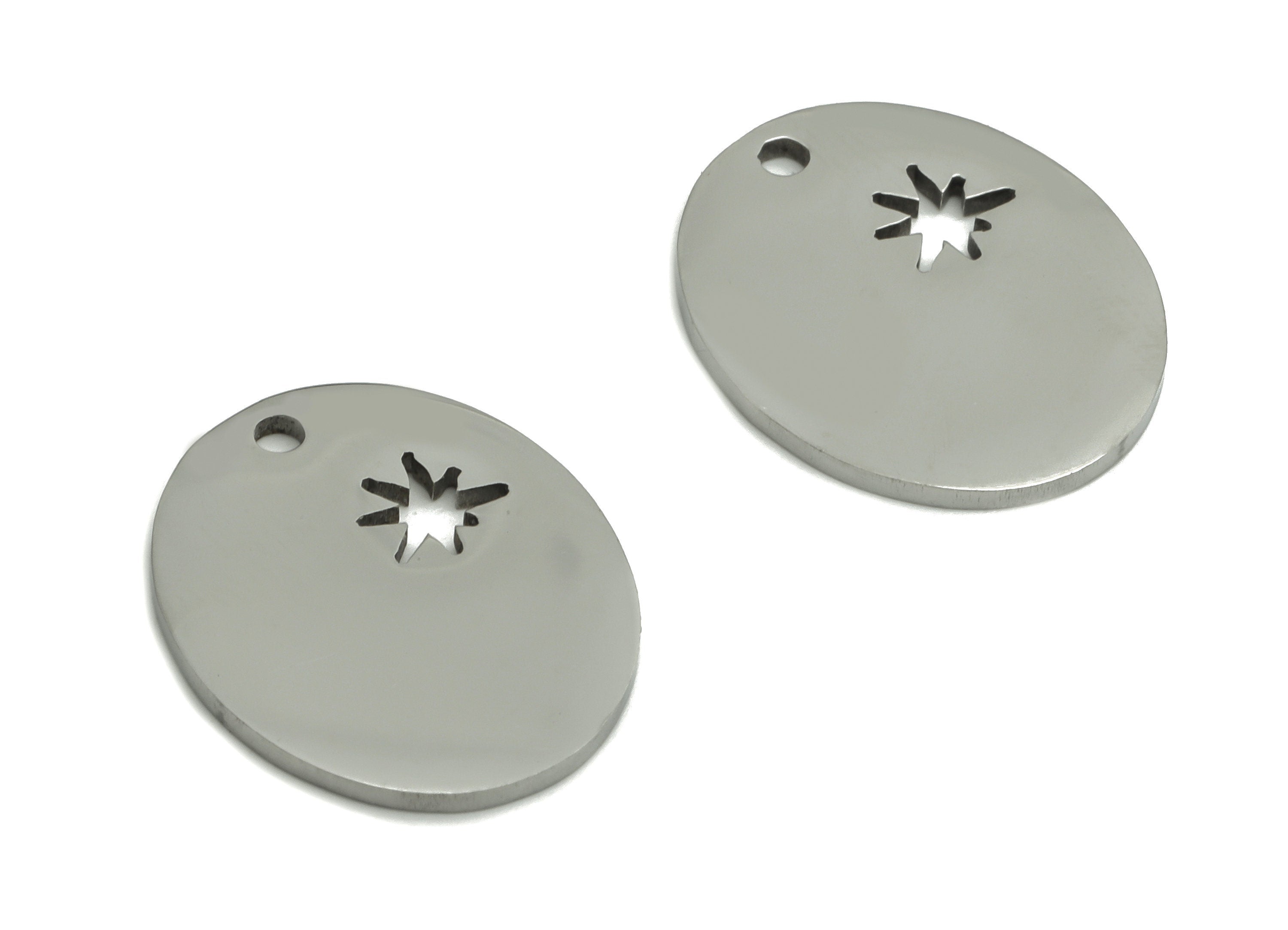 Stamping Blanks Stainless Steel Oval Earring Charms - Stainless Steel Sun Pendant - Jewelry Making Supplies - 15.86x13.07x0.95mm - SS1290 - DOMEDBAZAAR