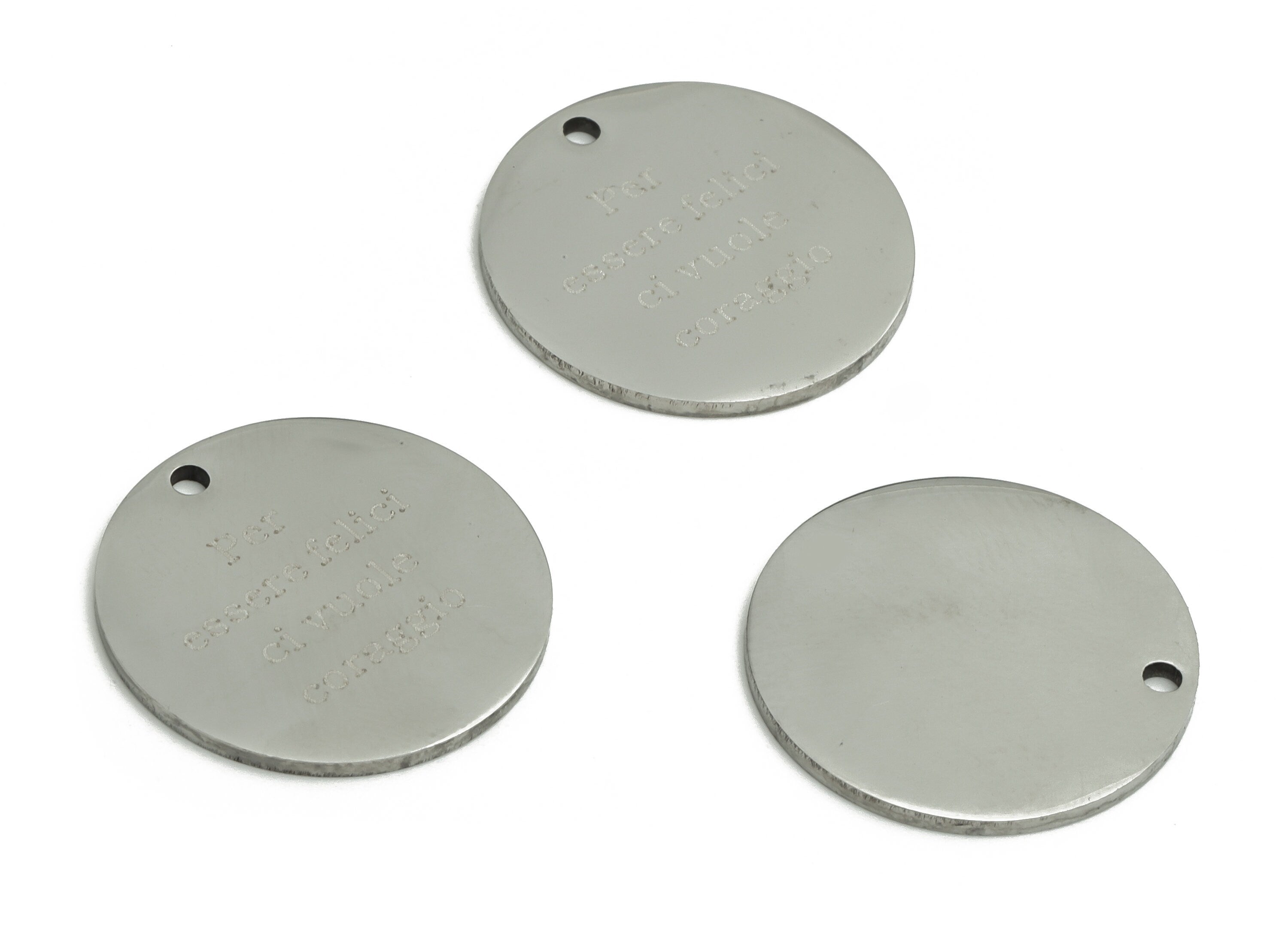 Stainless Steel Round Earring Charms - Stainless Steel English Words Pendant - Jewelry Supplies - 17.24x15.3x1mm - SS1275 - DOMEDBAZAAR