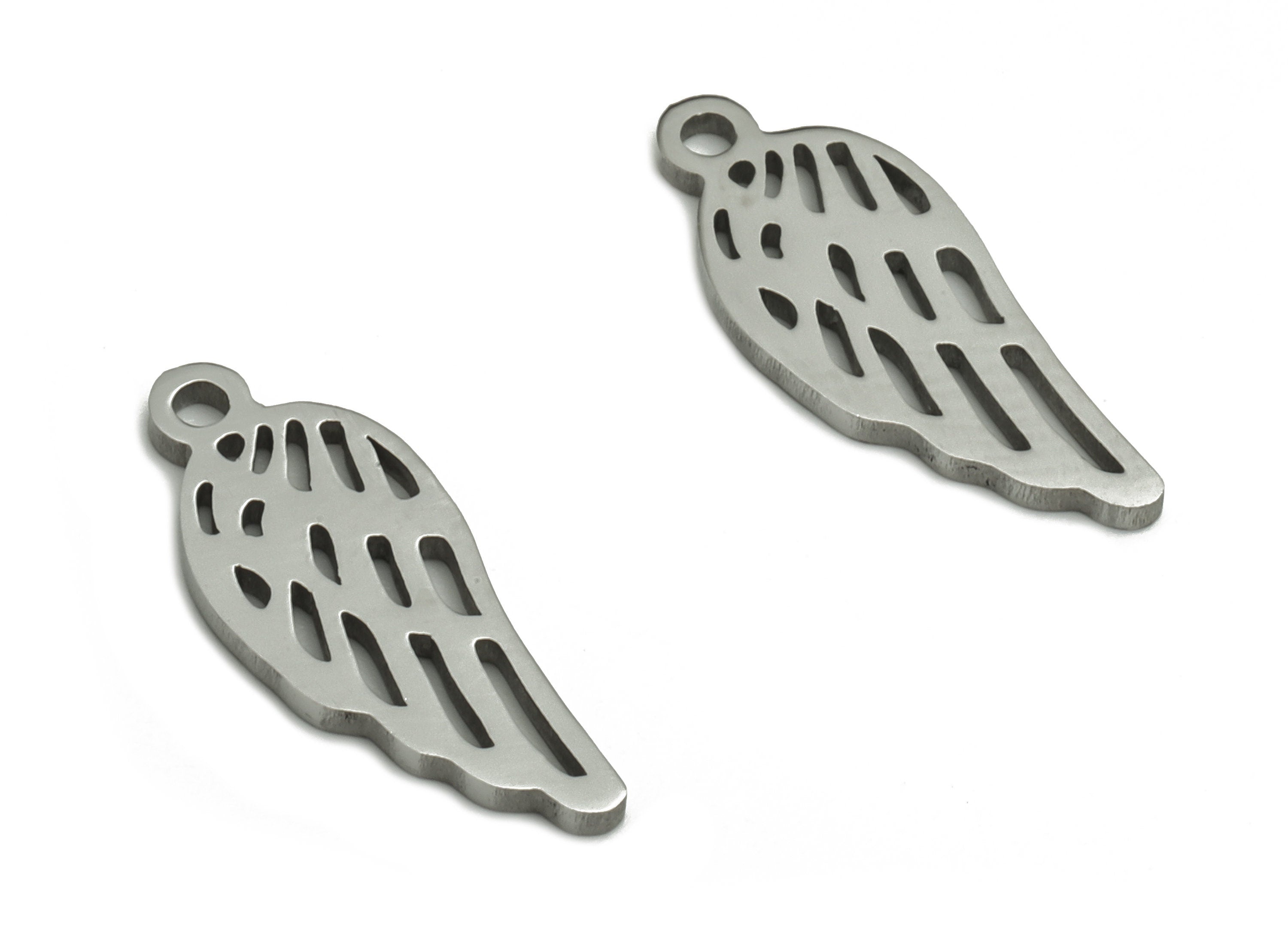 Stainless Steel Wing Earring Charms - Stainless Steel Wing Pendant - Jewelry Making Supplies - 15.57x6.3x0.94mm - SS1271 - DOMEDBAZAAR