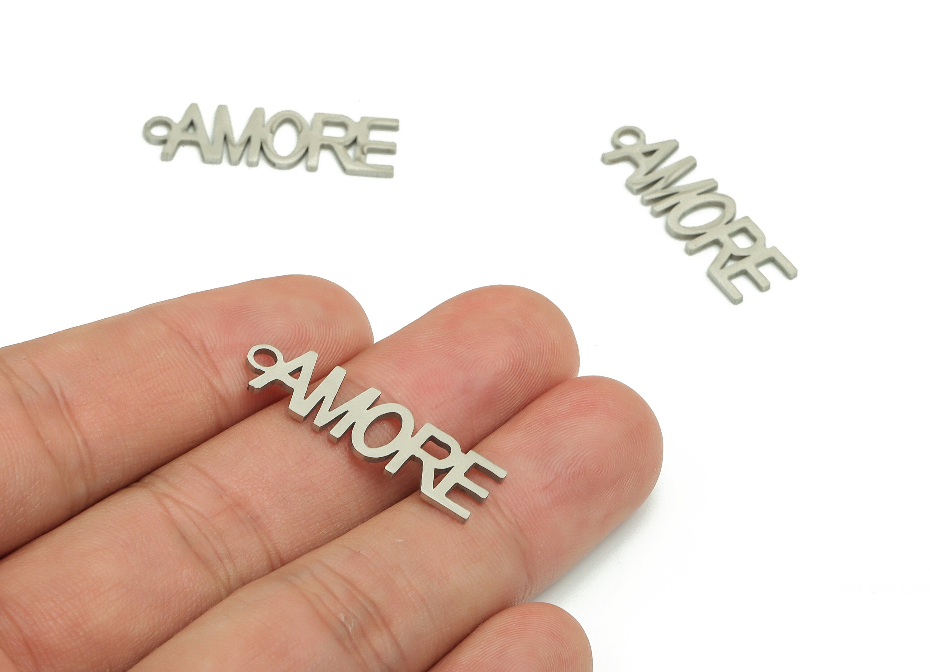 Customized Stainless Steel Charms - Personalized Stainless Steel Phrase Word Pendant - Custom Handwriting Keyring - 29.7x8.9x1mm - SS1265 - DOMEDBAZAAR