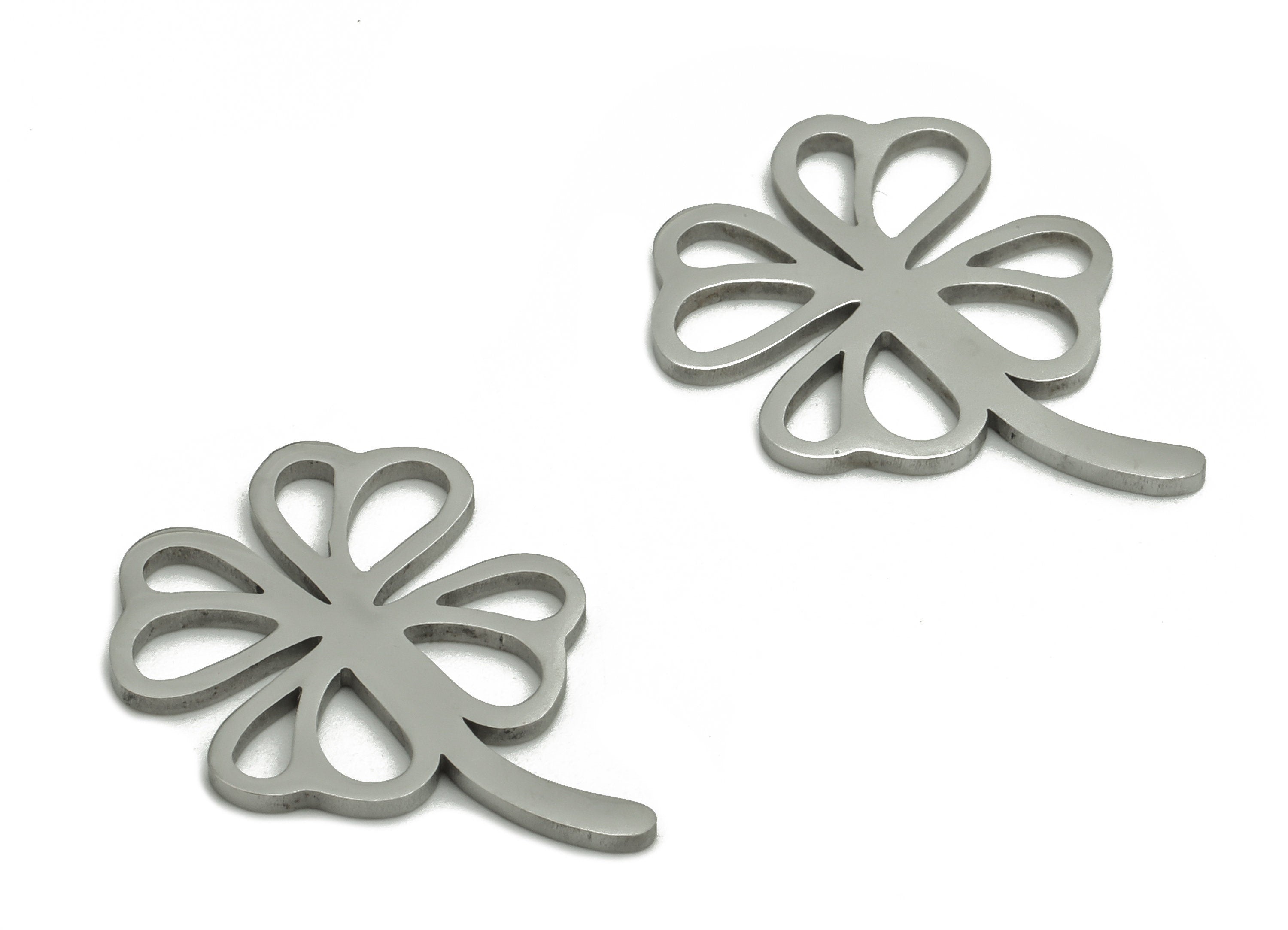 Stainless Steel Flower Earring Charms - Stainless Flower Pendant - Jewelry Making Supplies - 18.52x12.94x0.93mm - SS1272 - DOMEDBAZAAR