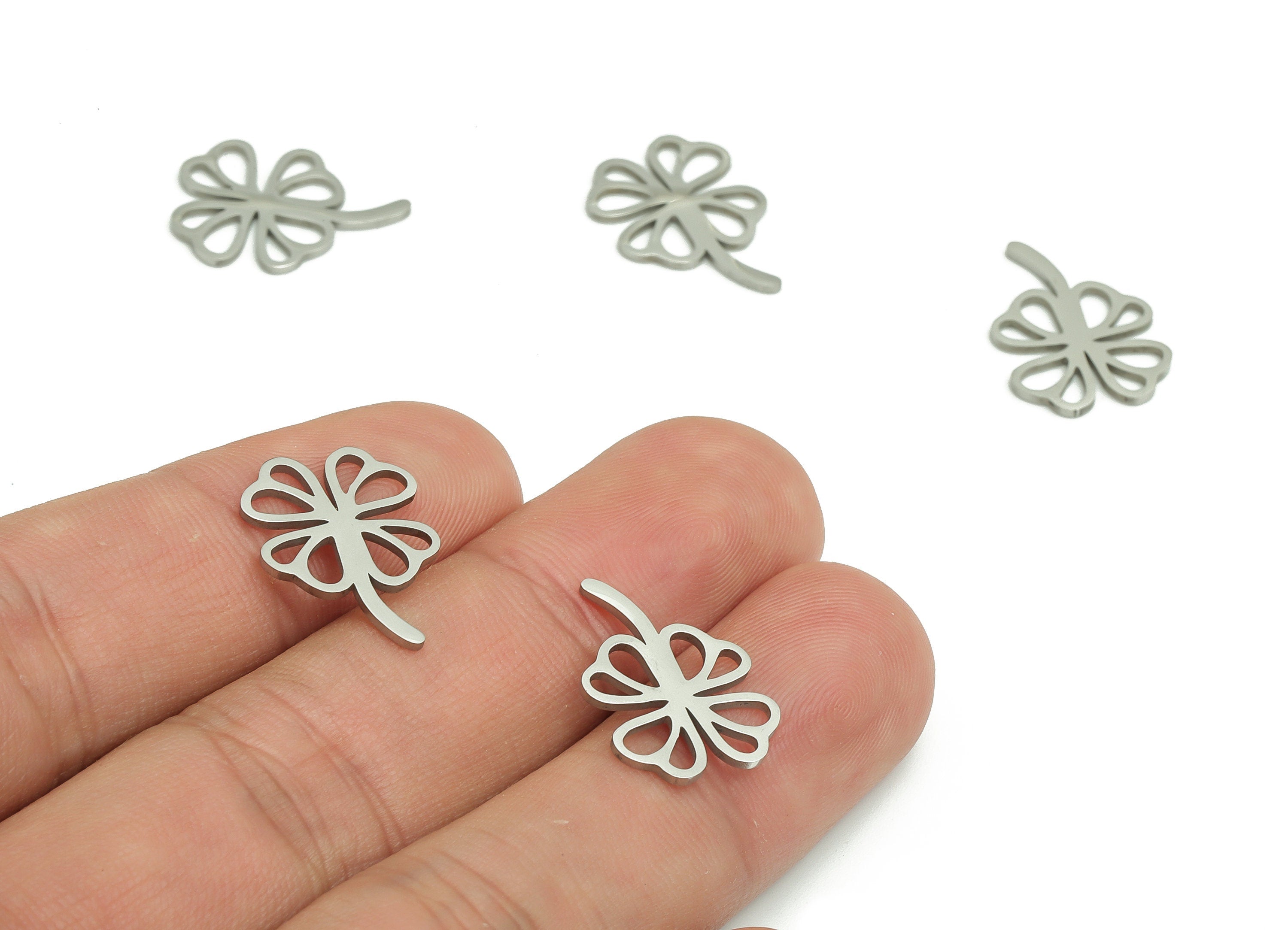 Stainless Steel Flower Earring Charms - Stainless Flower Pendant - Jewelry Making Supplies - 18.52x12.94x0.93mm - SS1272 - DOMEDBAZAAR