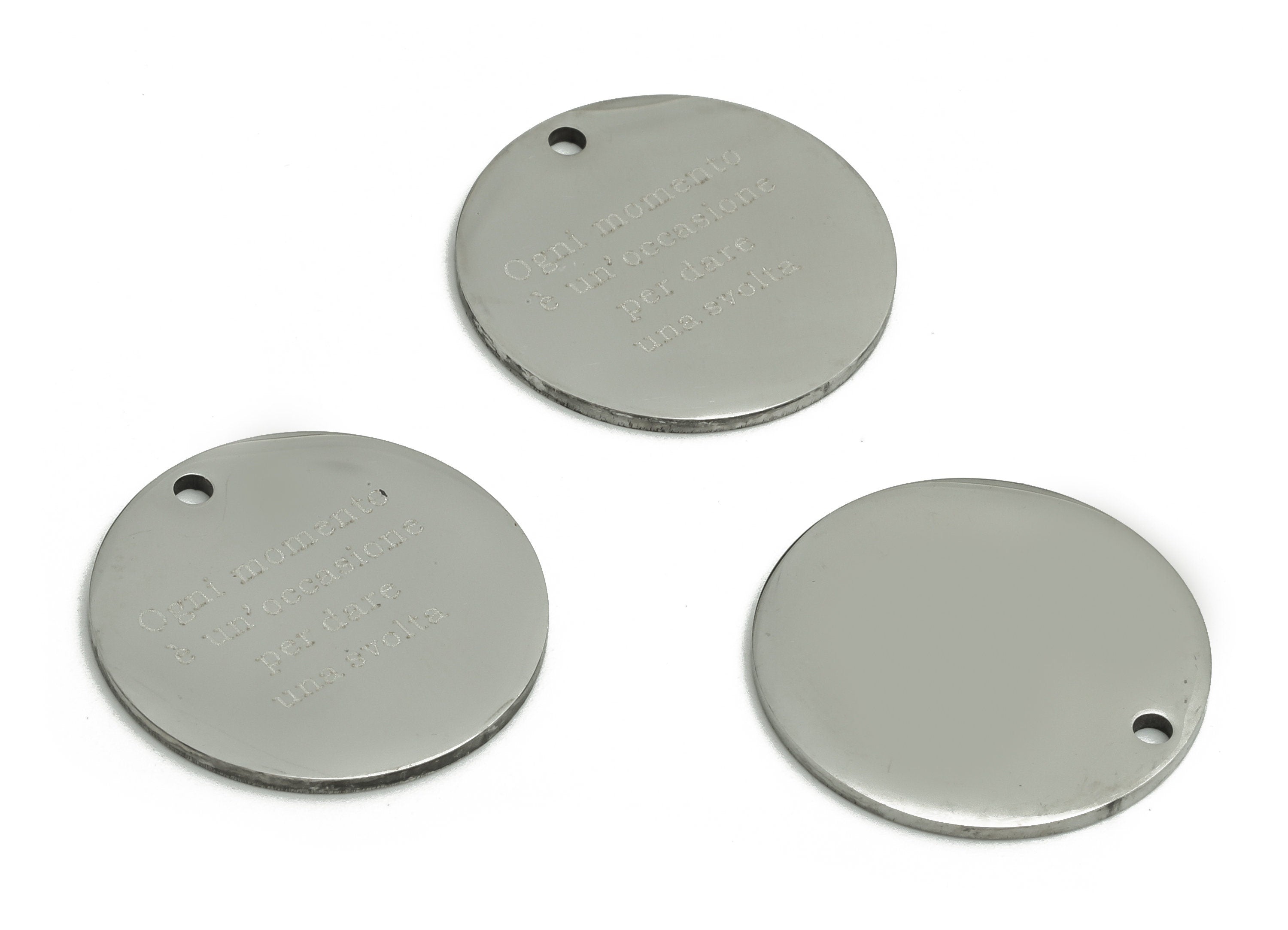 Stainless Steel Round Earring Charms - Stainless Steel English Words Pendant - Jewelry Supplies - 17.01x17x0.9mm - SS1274 - DOMEDBAZAAR