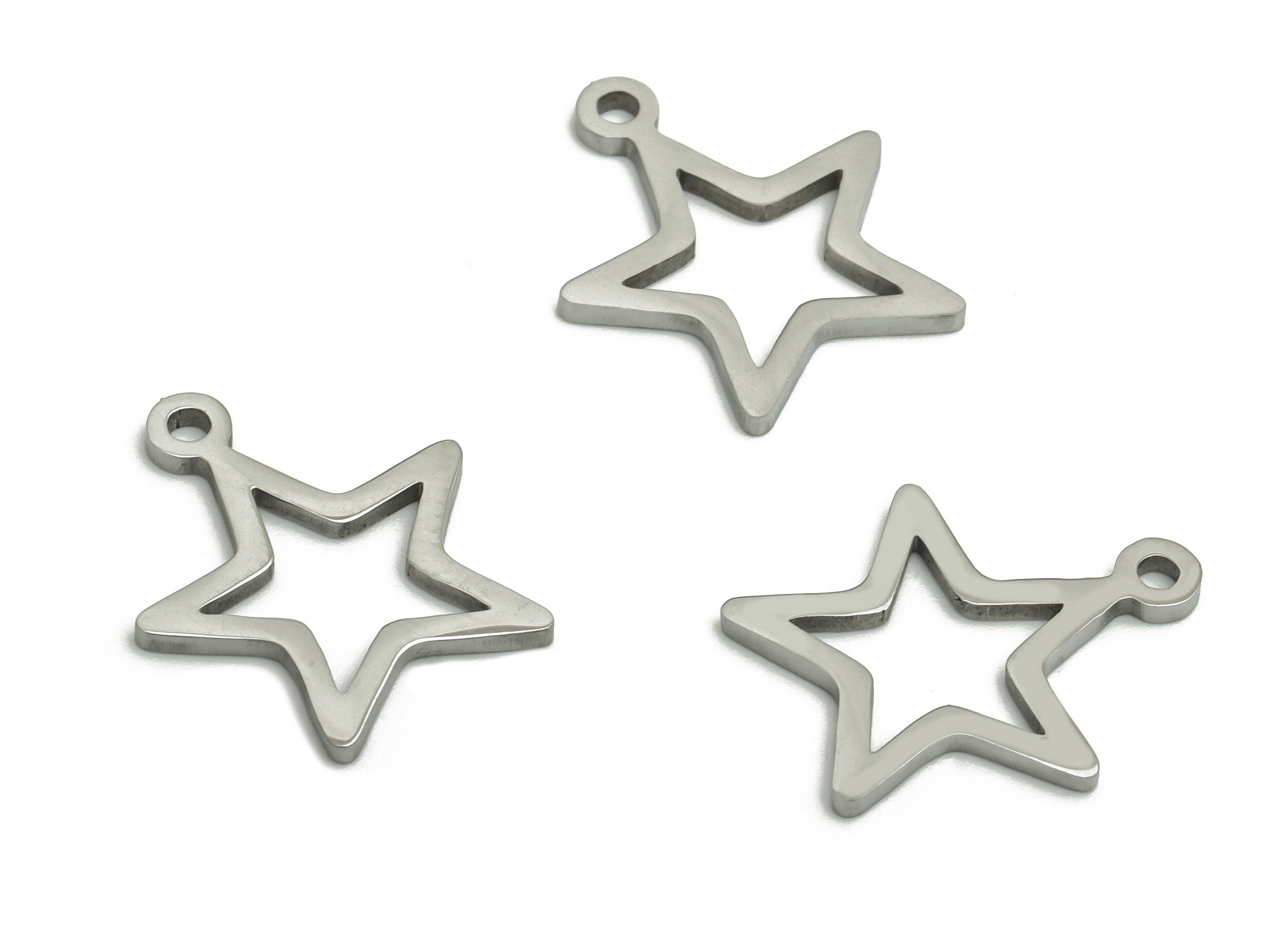 Stainless Steel Star Earring Charms - Stainless Steel Star Pendant - Jewelry Making Supplies - 15.49x13.59x0.9mm - SS1297 - DOMEDBAZAAR