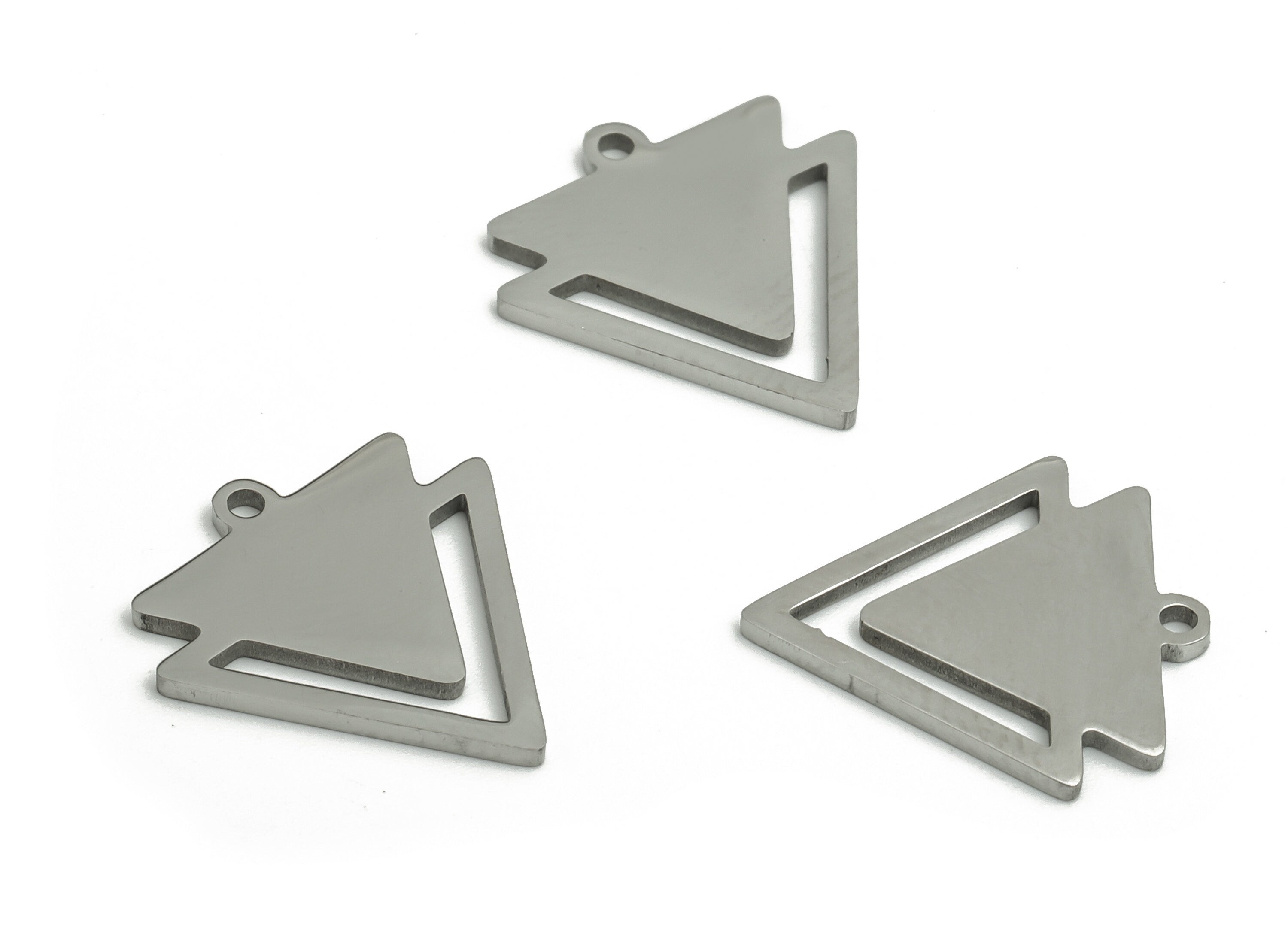 Stainless Steel Triangle Earring Charms - Stainless Steel Triangle Pendant - Jewelry Making Supplies - 15.64x14.74x1mm - SS1295 - DOMEDBAZAAR