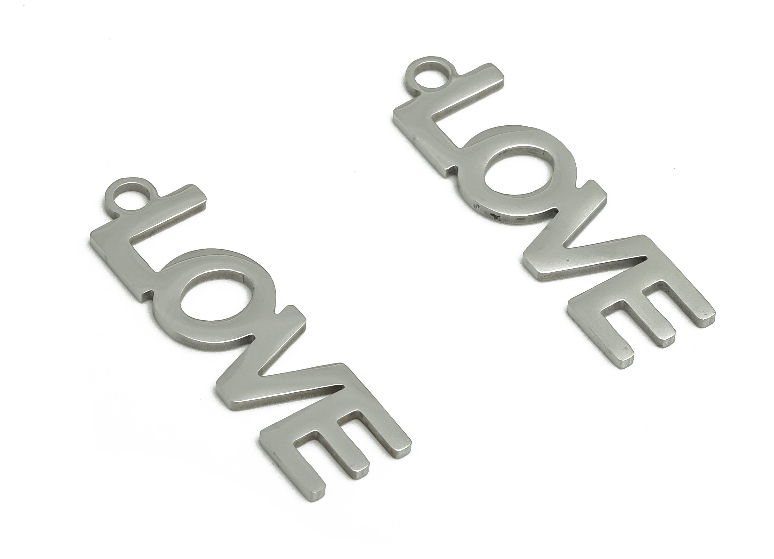 Customized Stainless Steel Charms - Personalized Stainless Steel Phrase Pendant - Custom Handwriting Keyring - 30.2x8.8x0.9mm - SS1246 - DOMEDBAZAAR