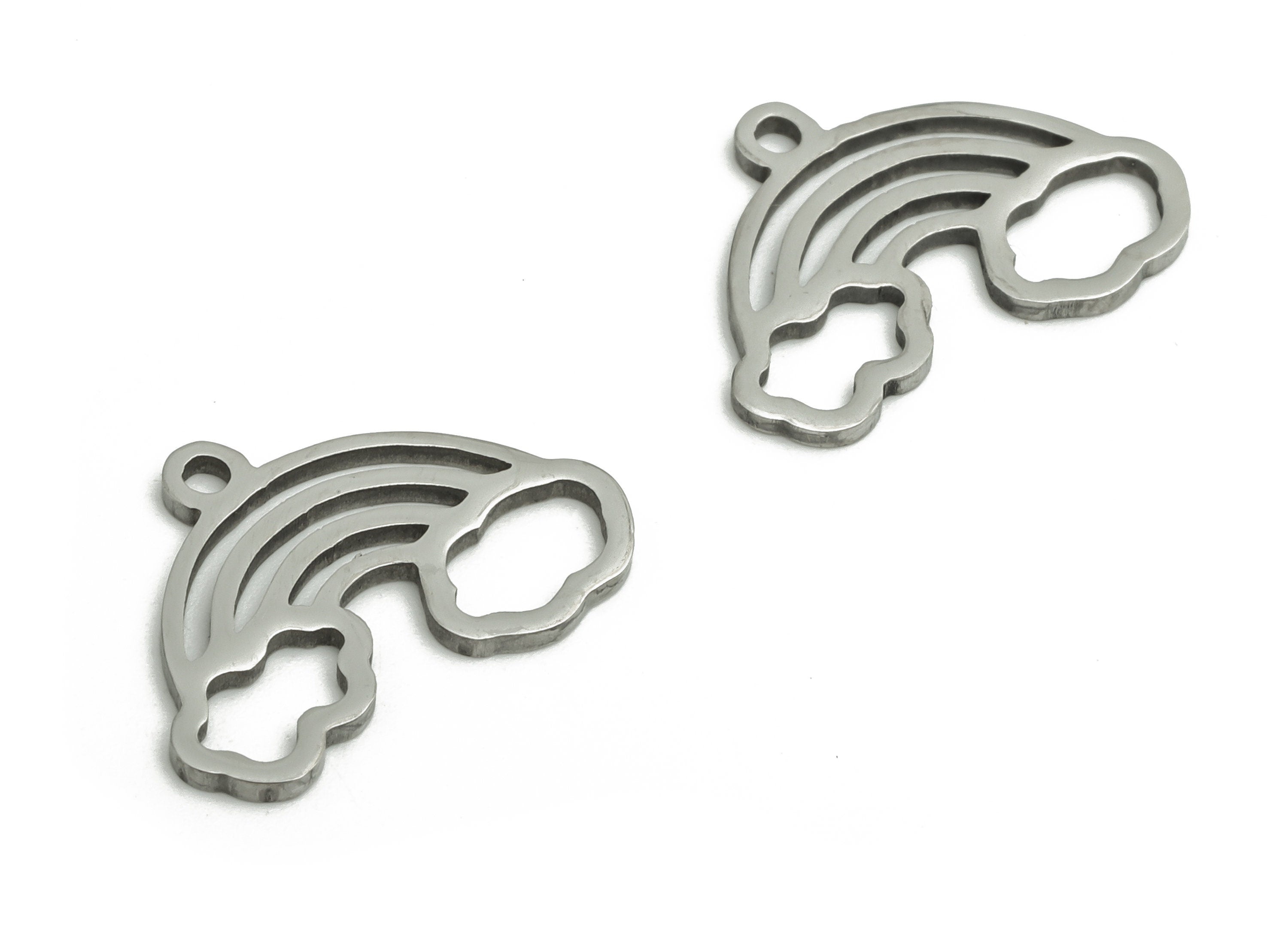 Stainless Steel Rainbow Earring Charms - Stainless Steel Rainbow Pendant - Jewelry Making Supplies - 17.14x12.27x0.95mm - SS1269 - DOMEDBAZAAR