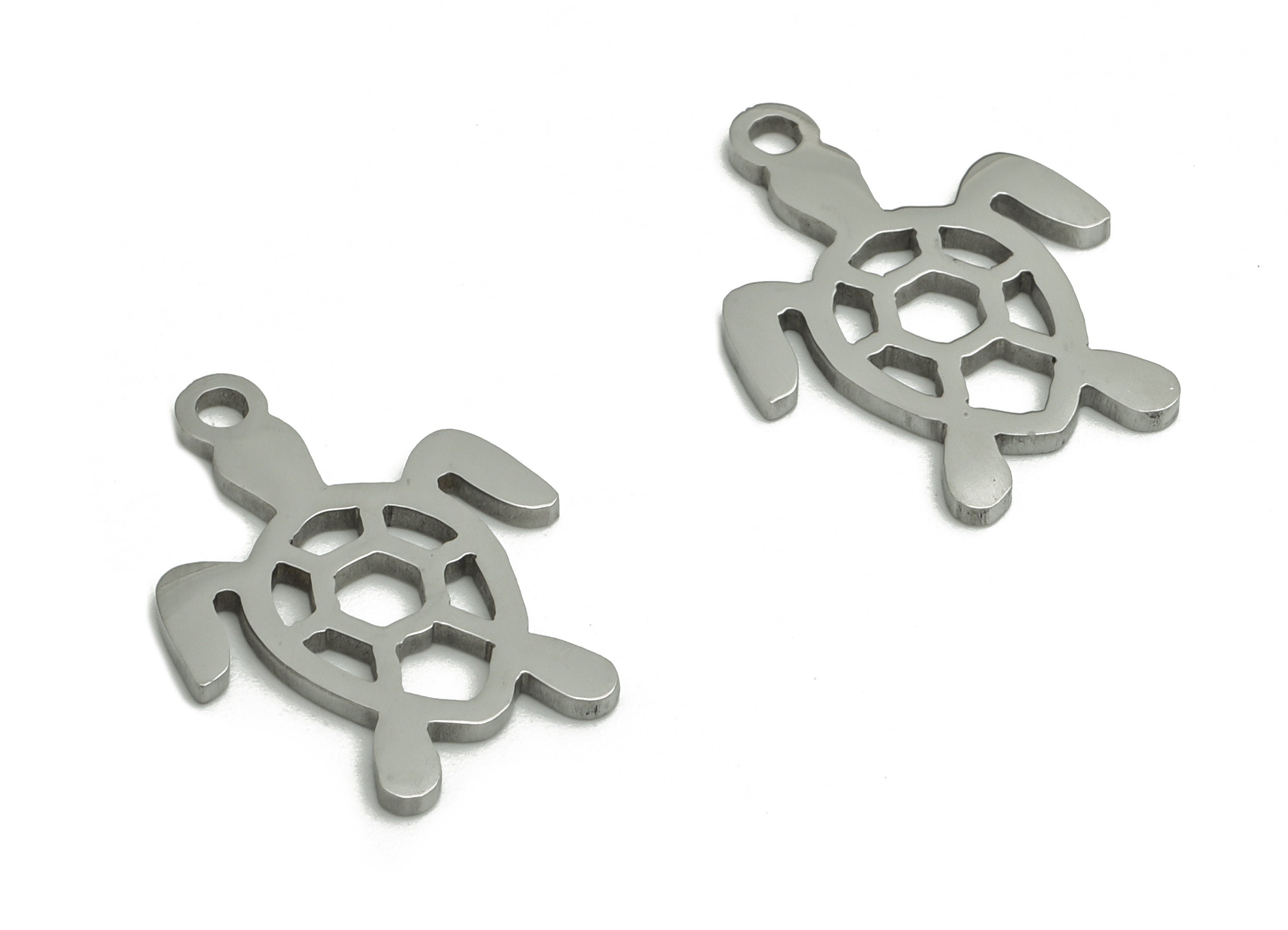 Stainless Steel Turtle Earring Charms - Stainless Turtle Pendant - Ocean Charms - Jewelry Making Supplies - 15.89x12.26x0.94mm - SS1293 - DOMEDBAZAAR
