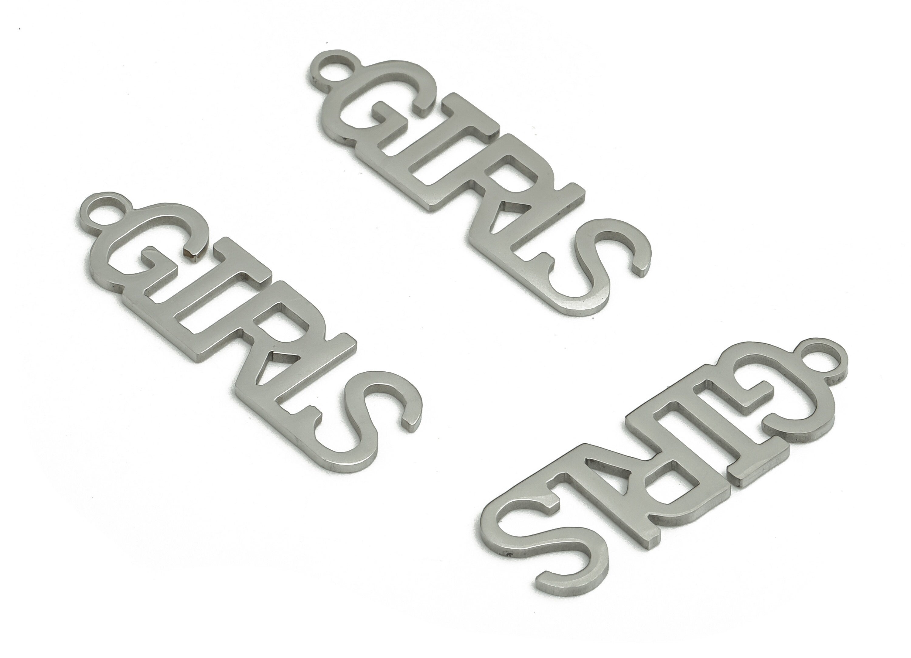 Customized Stainless Steel Charm - Personalized Stainless Steel Phrase Word Pendant - Custom Handwriting Keyring - 30x9.2x1mm - SS1254 - DOMEDBAZAAR