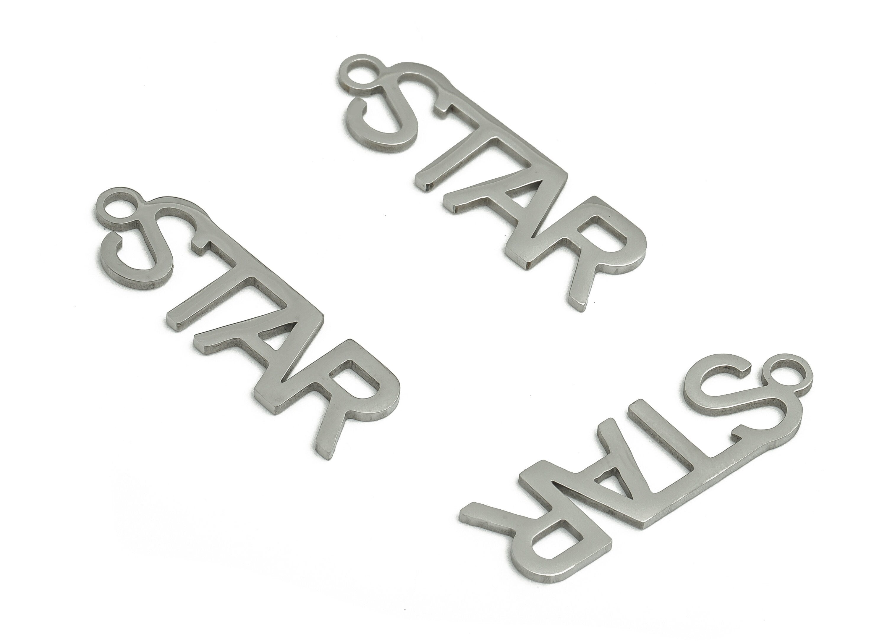 Customized Stainless Steel Charms - Personalized Stainless Steel Word Phrase Pendant - Custom Handwriting Keyring - 29.98x9.4x0.9mm - SS1264 - DOMEDBAZAAR