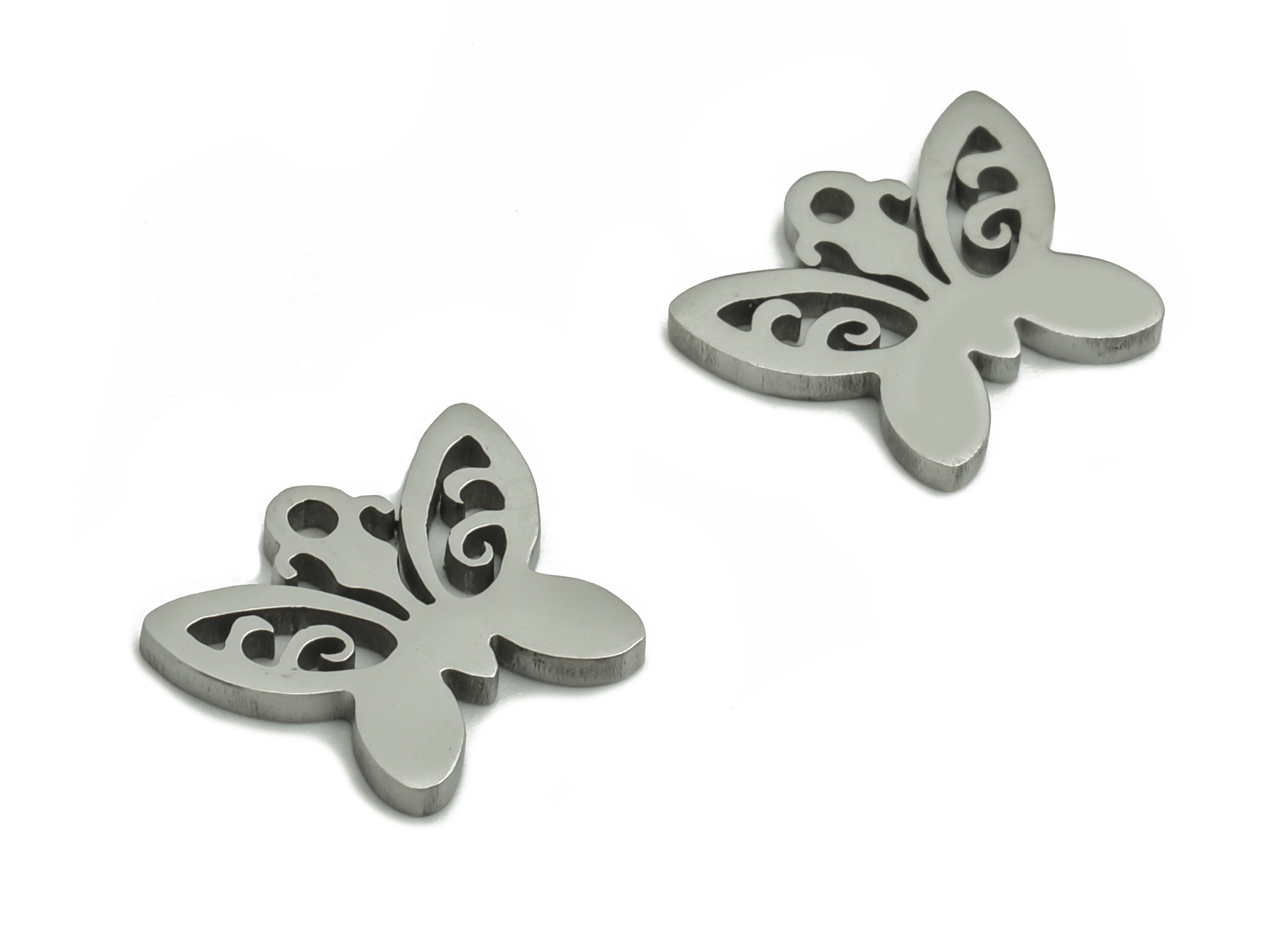 Stainless Steel Butterfly Earring Charms - Stainless Butterfly Pendant - Jewelry Making Supplies - 9.66x8.18x0.94mm - SS1260 - DOMEDBAZAAR