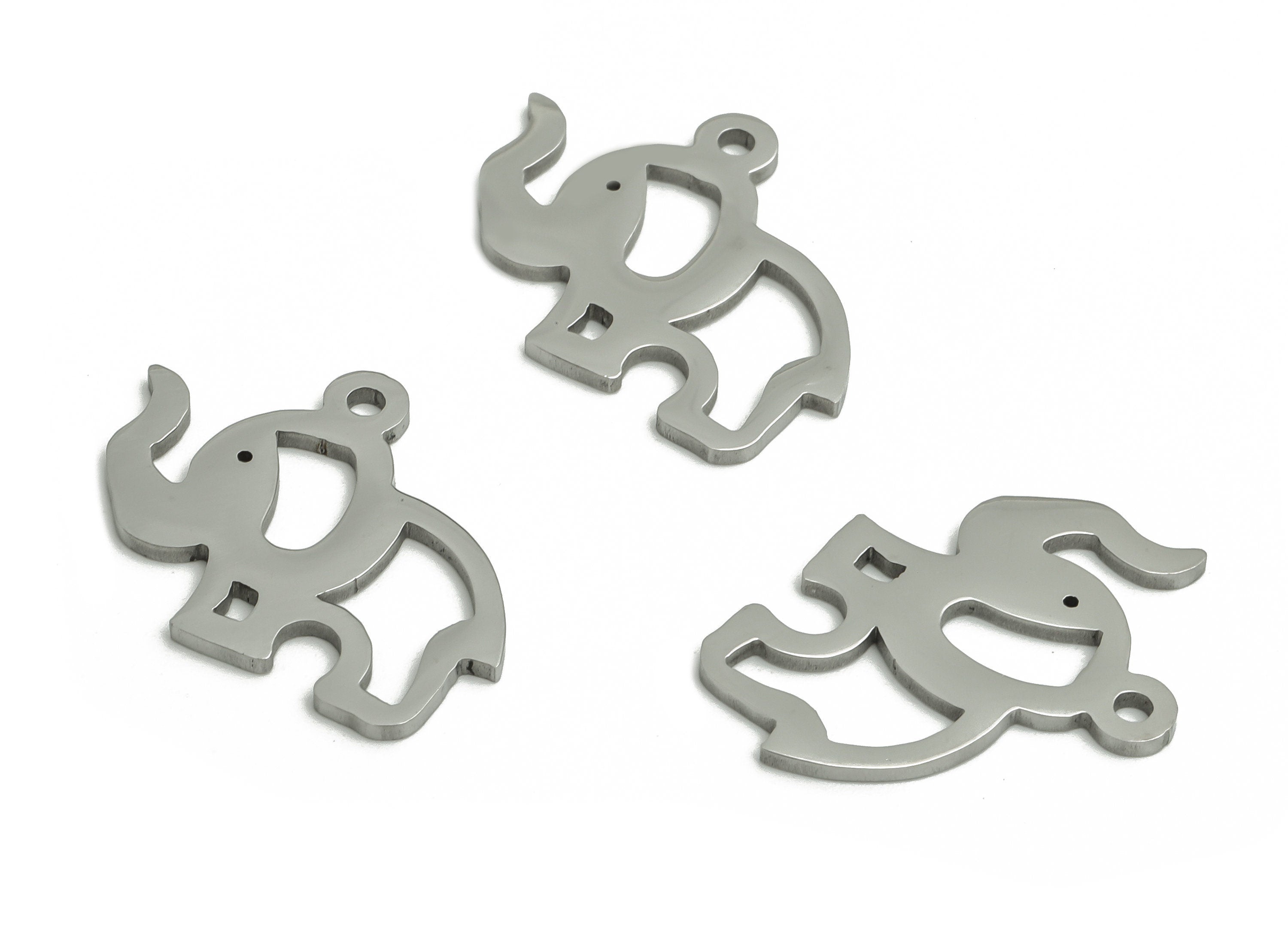 Stainless Steel Elephant Earring Charms - Stainless Elephant Pendant - Jewelry Making Supplies - 20.14x15.72x1mm - SS1296 - DOMEDBAZAAR