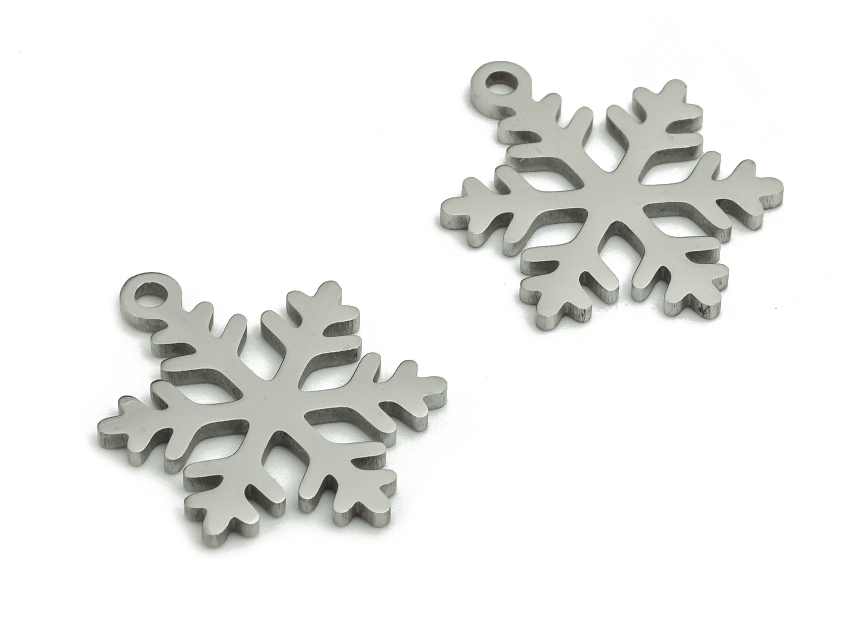 Stainless Steel Snowflake Earring Charms - Stainless Steel Christmas Snowflake Pendant - Jewelry Making Supplies - 15.2x11.8x0.9mm- SS1285 - DOMEDBAZAAR
