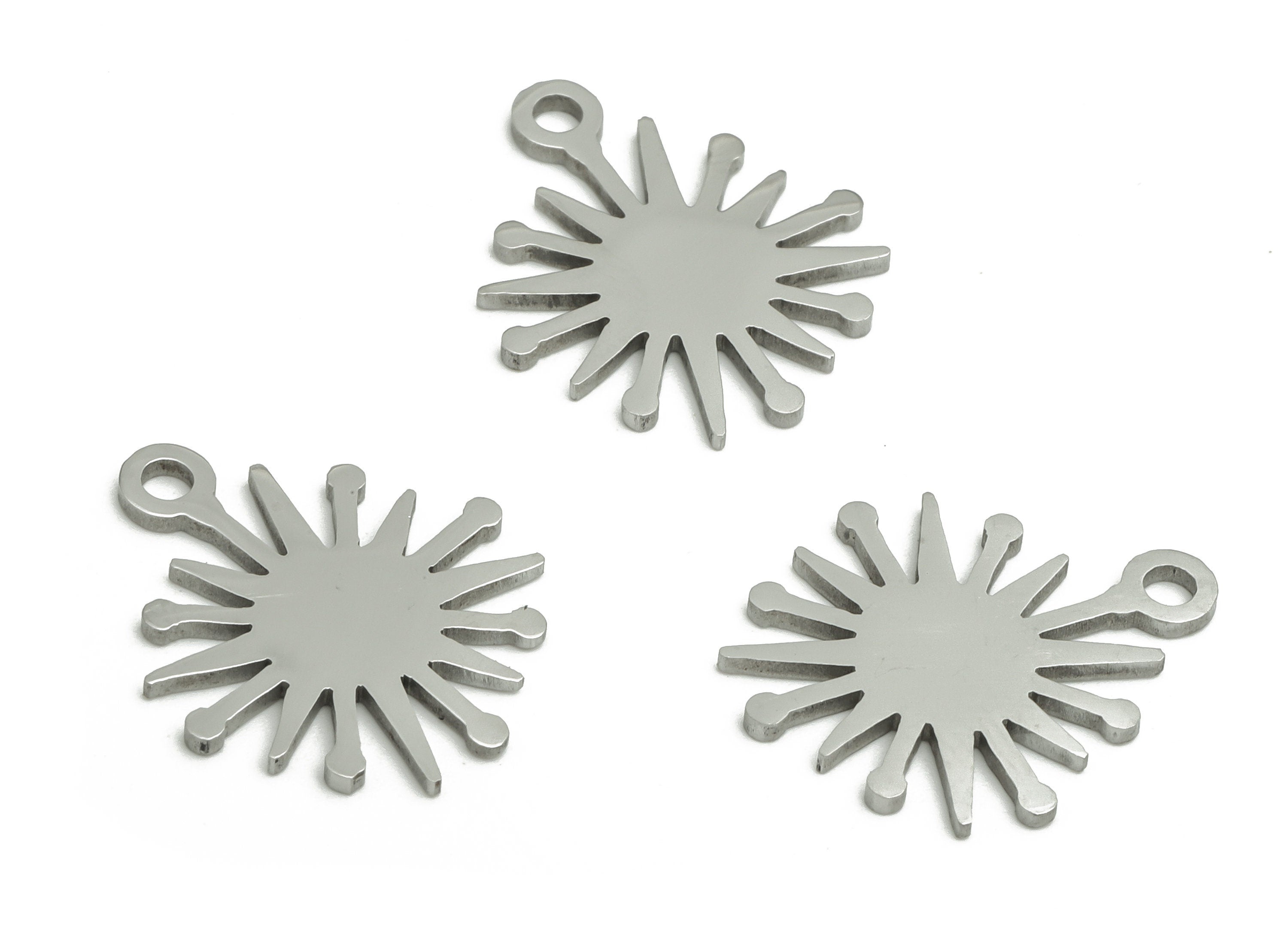 Stainless Steel Sun Earring Charms - Stainless Steel Sunburst Pendant - Jewelry Making Supplies - 17.64x14.99x0.94mm - SS1268 - DOMEDBAZAAR