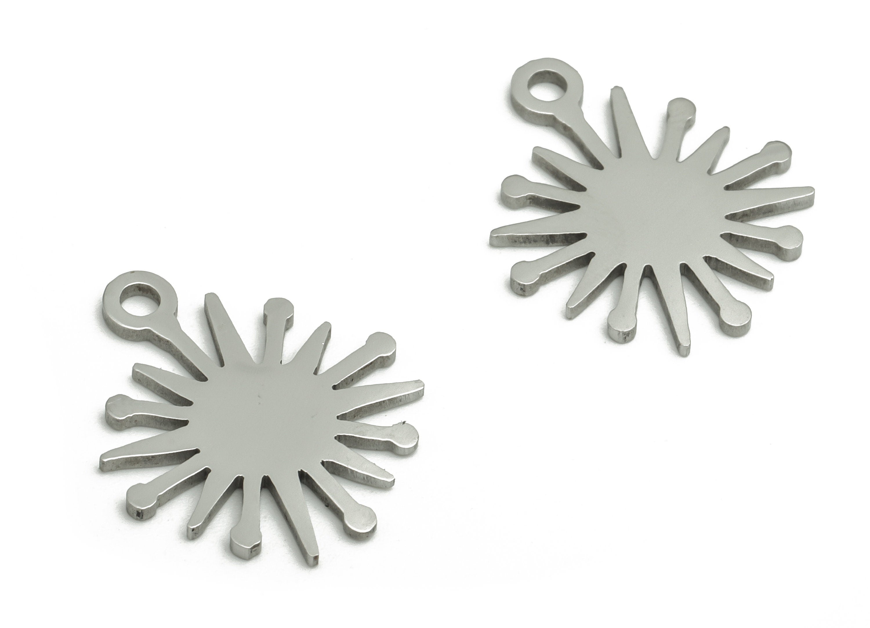 Stainless Steel Sun Earring Charms - Stainless Steel Sunburst Pendant - Jewelry Making Supplies - 17.64x14.99x0.94mm - SS1268 - DOMEDBAZAAR