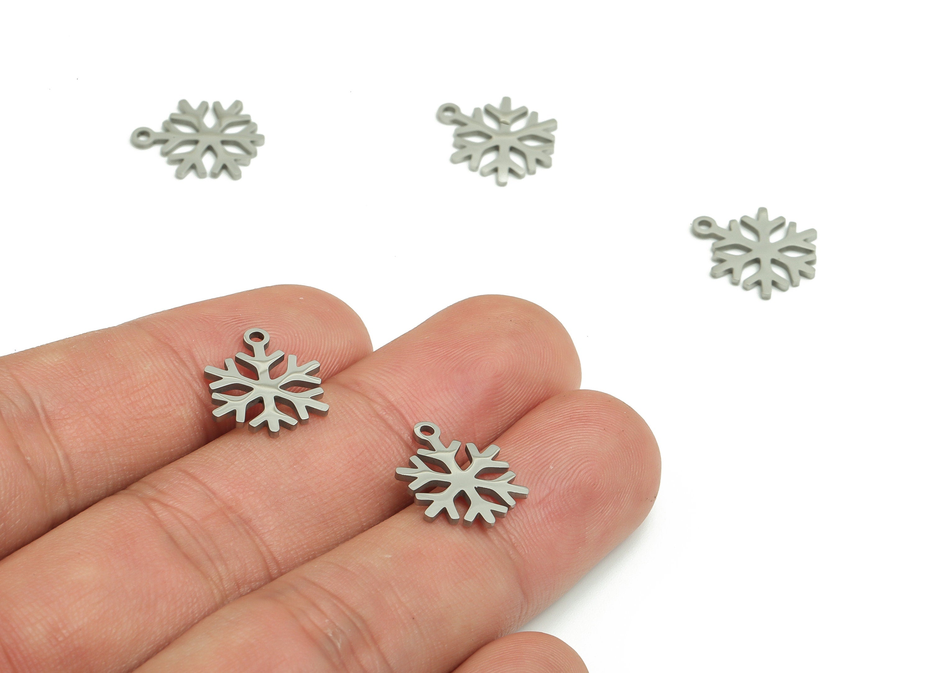 Stainless Steel Snowflake Earring Charms - Stainless Steel Christmas Snowflake Pendant - Jewelry Making Supplies - 15.06x11.8x1mm - SS1279 - DOMEDBAZAAR