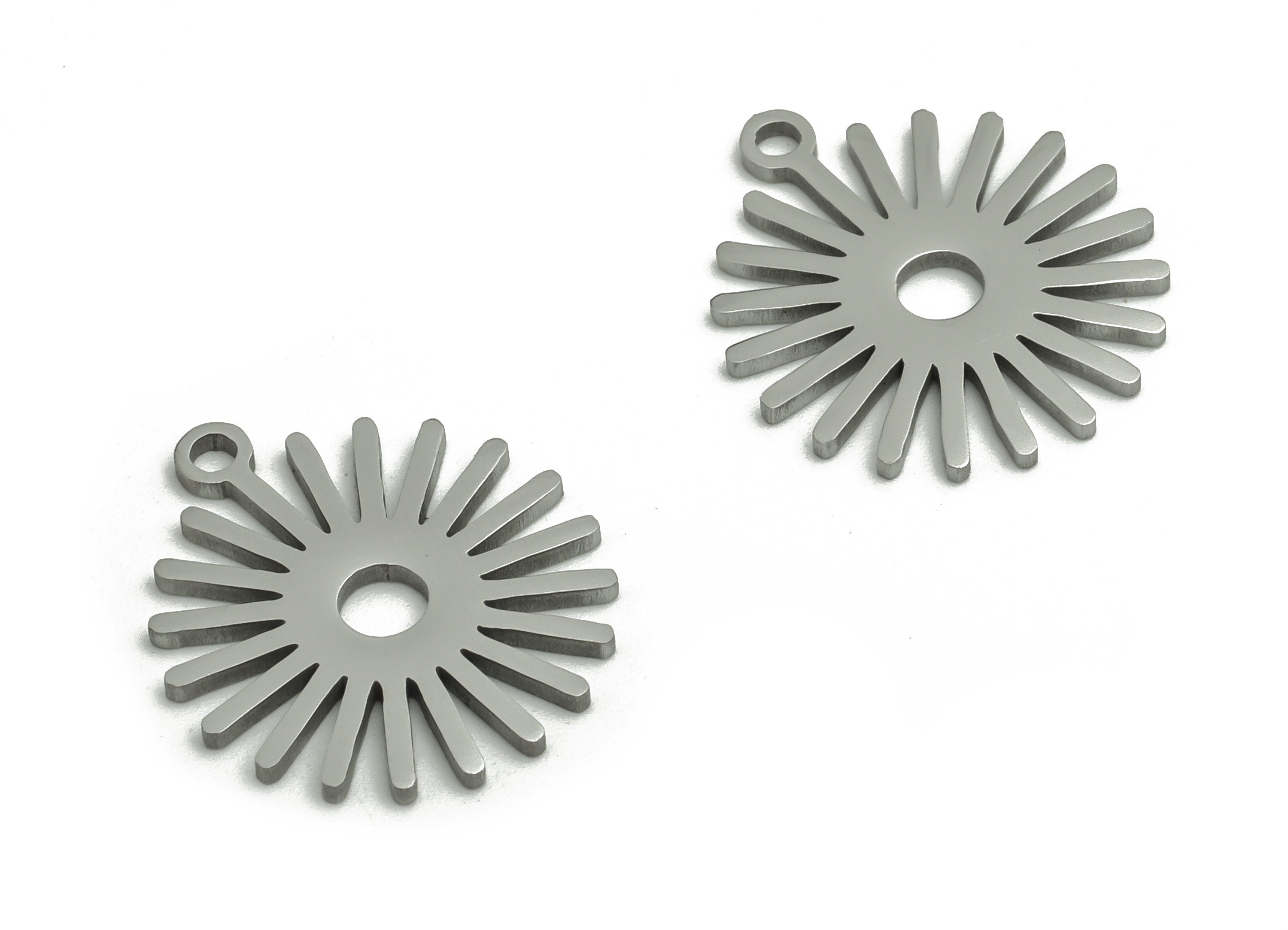 Stainless Steel Sun Earring Charms - Stainless Steel Sunburst Pendant - Jewelry Making Supplies - 16.76x14.96x0.94mm - SS1278 - DOMEDBAZAAR