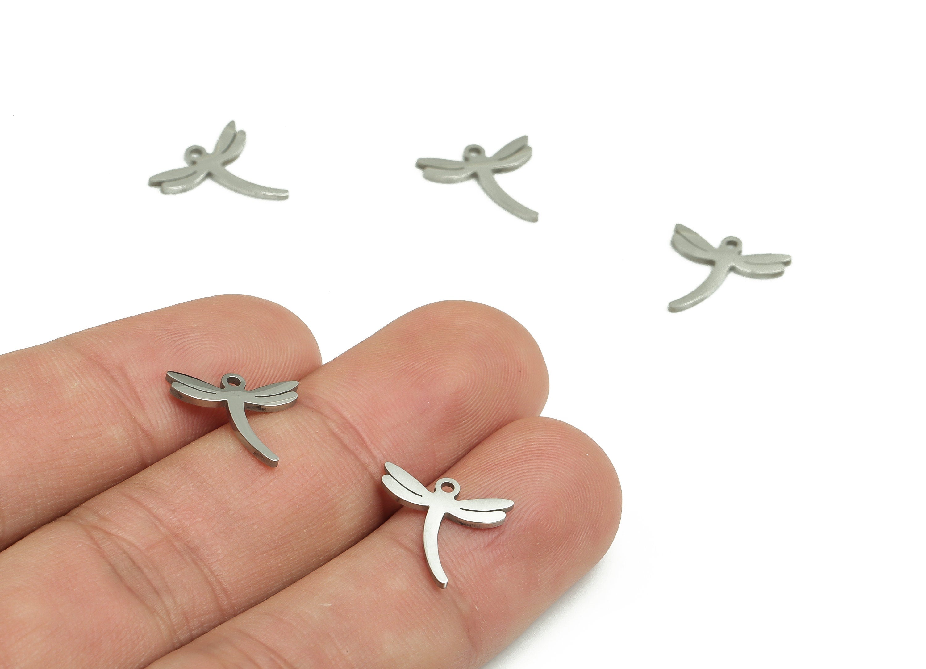 Stainless Steel Dragonfly Earring Charms - Stainless Dragonfly Pendant - Jewelry Making Supplies - 12.85x12.51x0.94mm - SS1244 - DOMEDBAZAAR