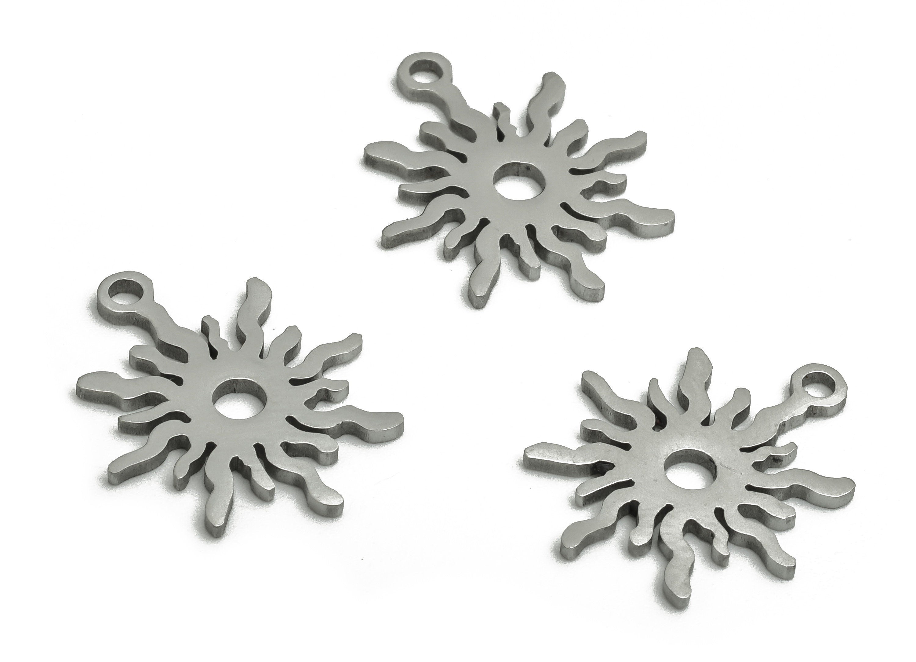 Stainless Steel Sun Earring Charms - Stainless Steel Sun Pendant - Jewelry Making Supplies - 16.43x13.34x0.94mm - SS1263 - DOMEDBAZAAR