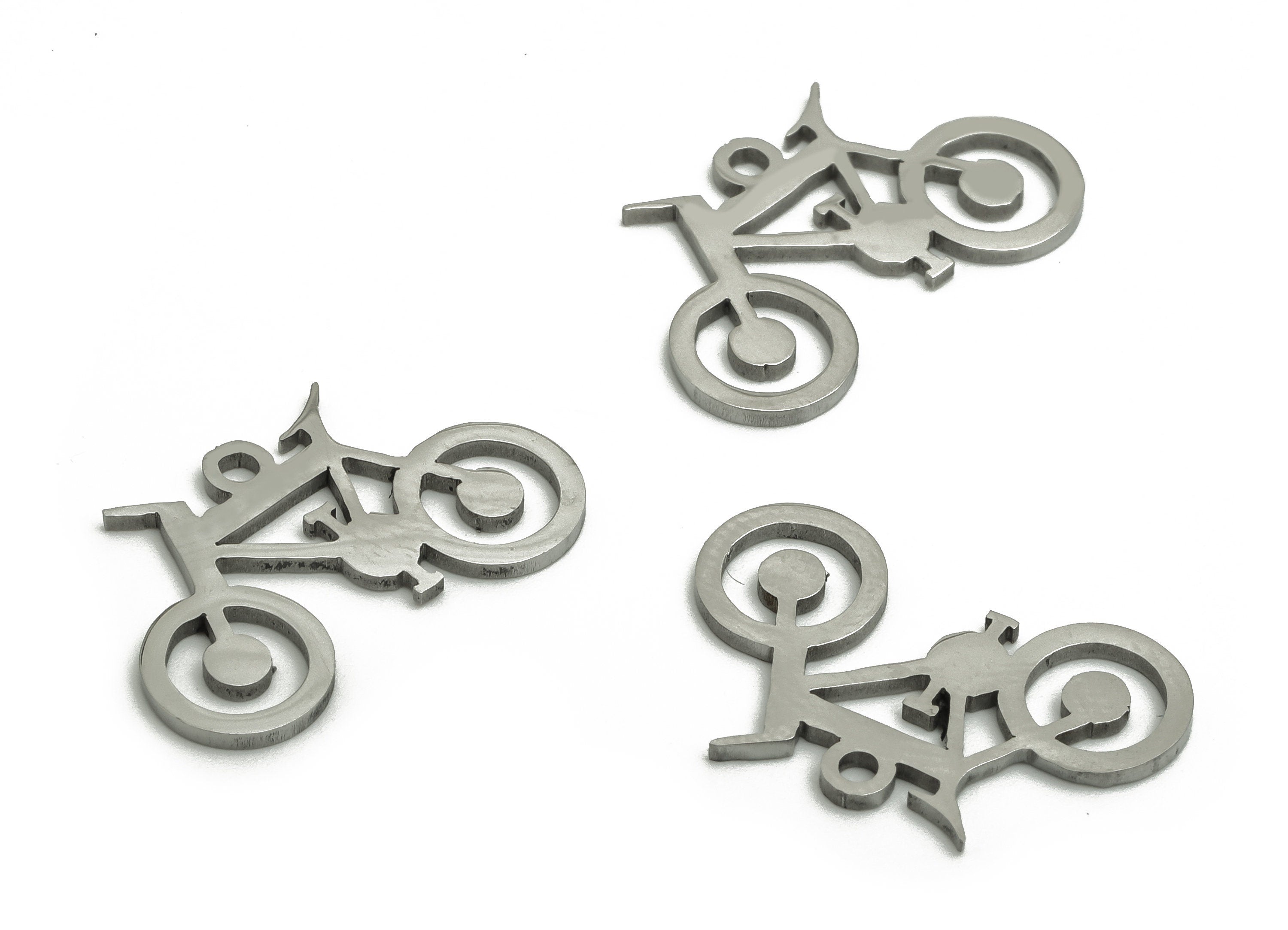 Stainless Steel Bicycle Earring Charms - Stainless Bicycle Pendant - Jewelry Making Supplies - 19.68x12.65x0.9mm - SS1306 - DOMEDBAZAAR