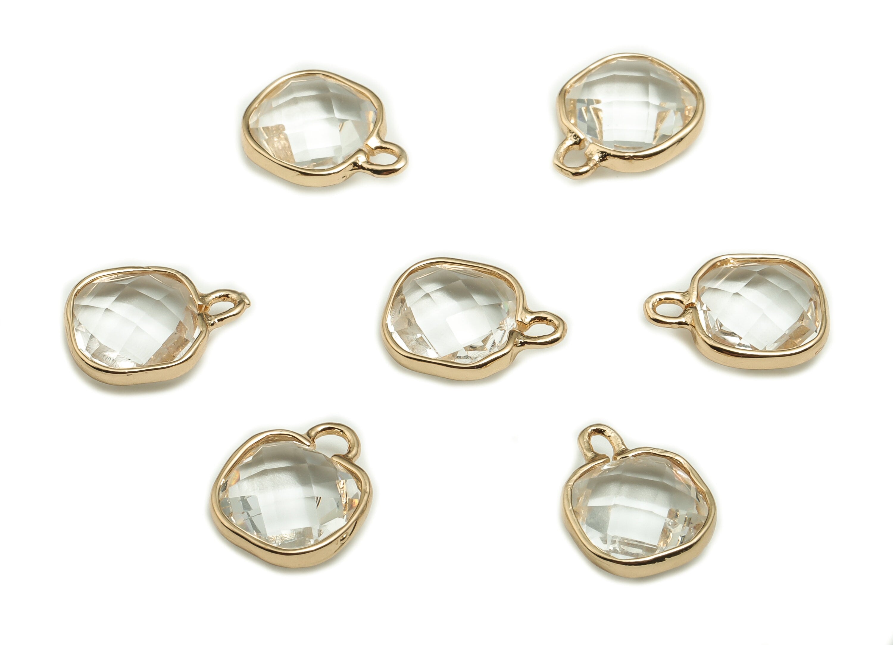 Crystal Square Earring Charms - Gold Square Pendant - KC Gold Tone Plated Brass - Jewelry Making Supplies - 11.84x9.19x3.98mm - GS1050 - DOMEDBAZAAR