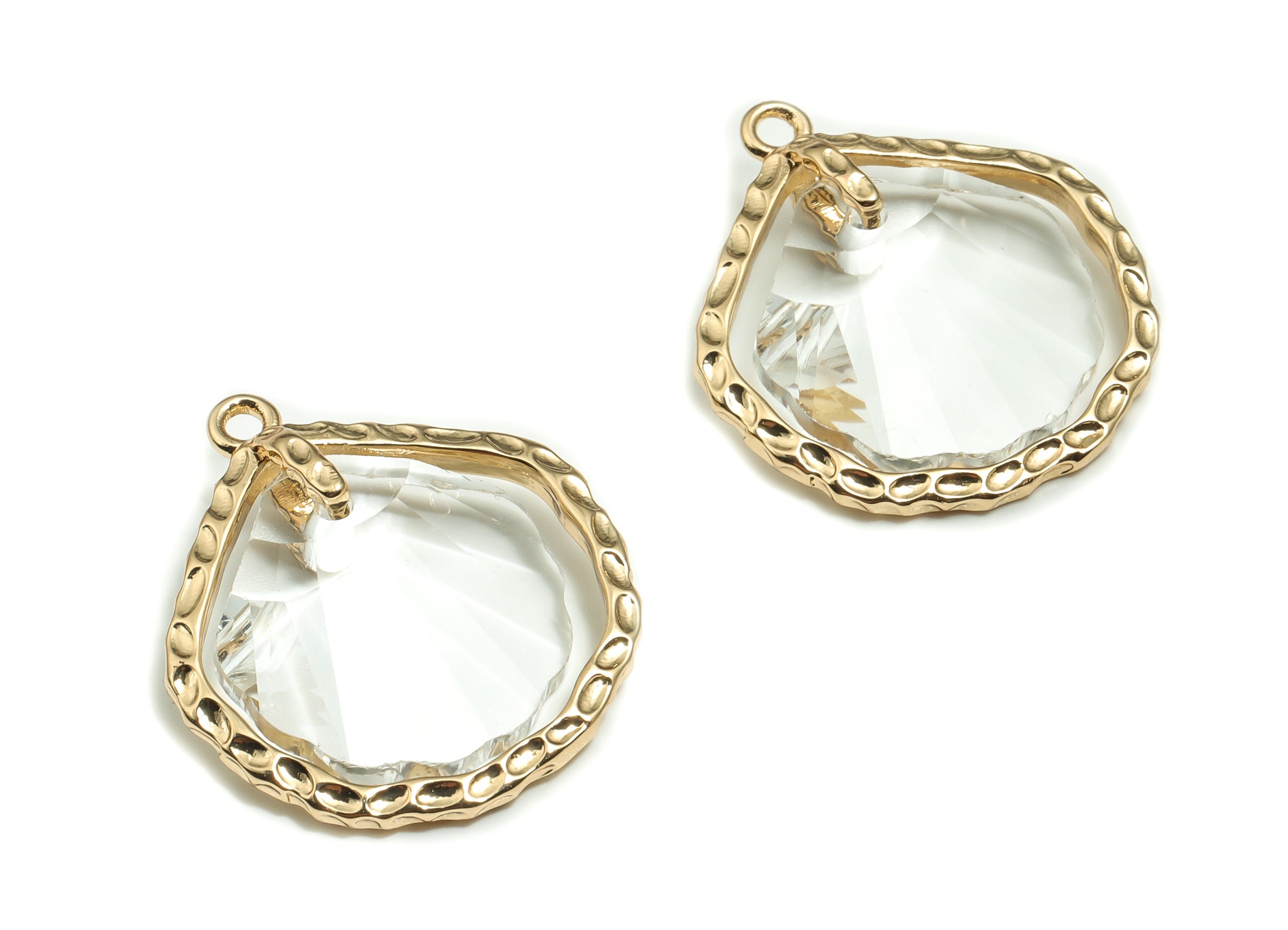 Crystal Geometry Earring Charms - Gold Geometry Pendant - KC Gold Tone Plated Brass - Jewelry Making Supplies - 23.66x21x5.9mm - GS1052 - DOMEDBAZAAR