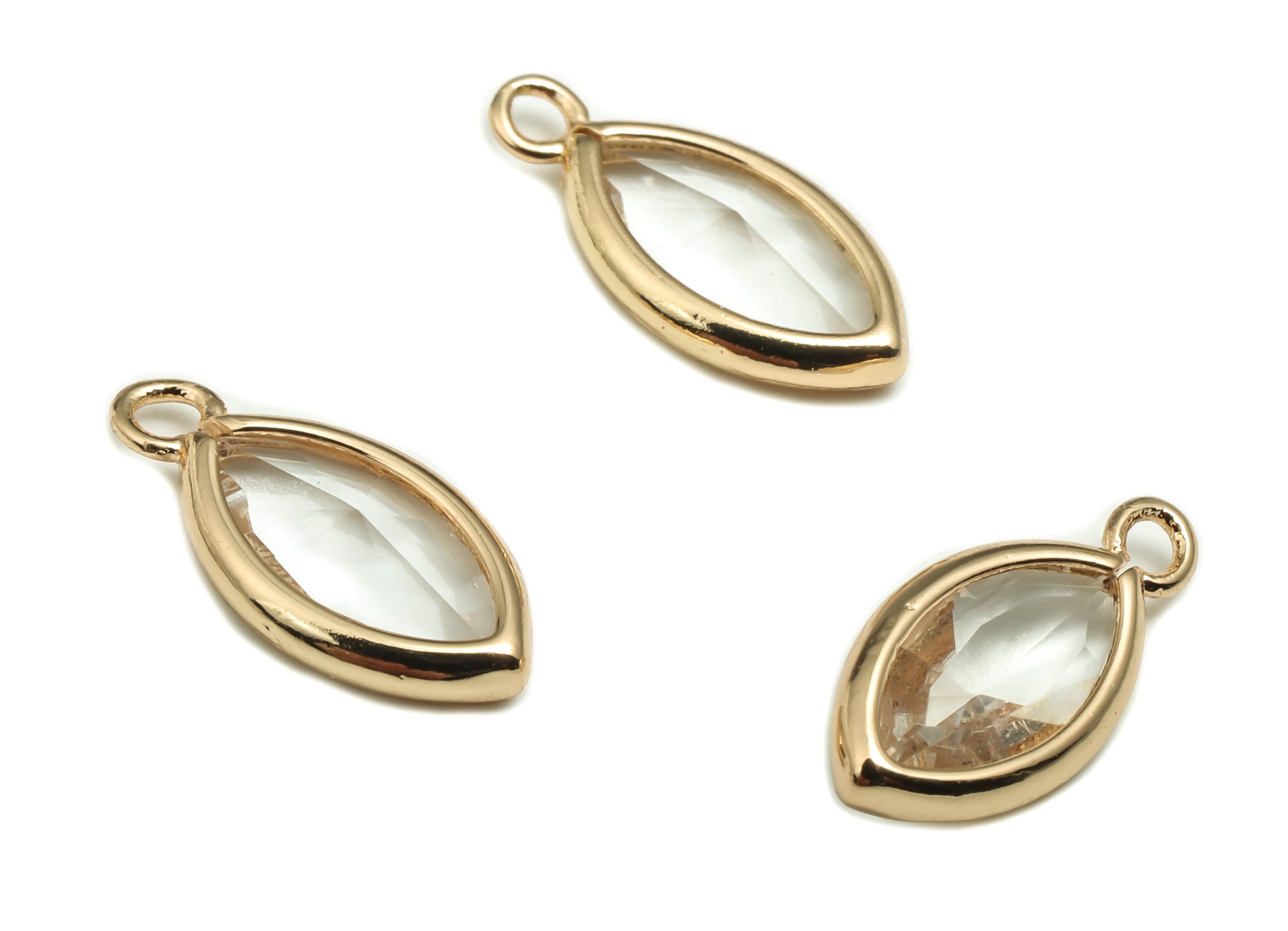 Crystal Oval Earring Charms - Gold Oval Pendant - KC Gold Tone Plated Brass - Jewelry Making Supplies - 13.92x6.55x2.85mm - GS1048 - DOMEDBAZAAR