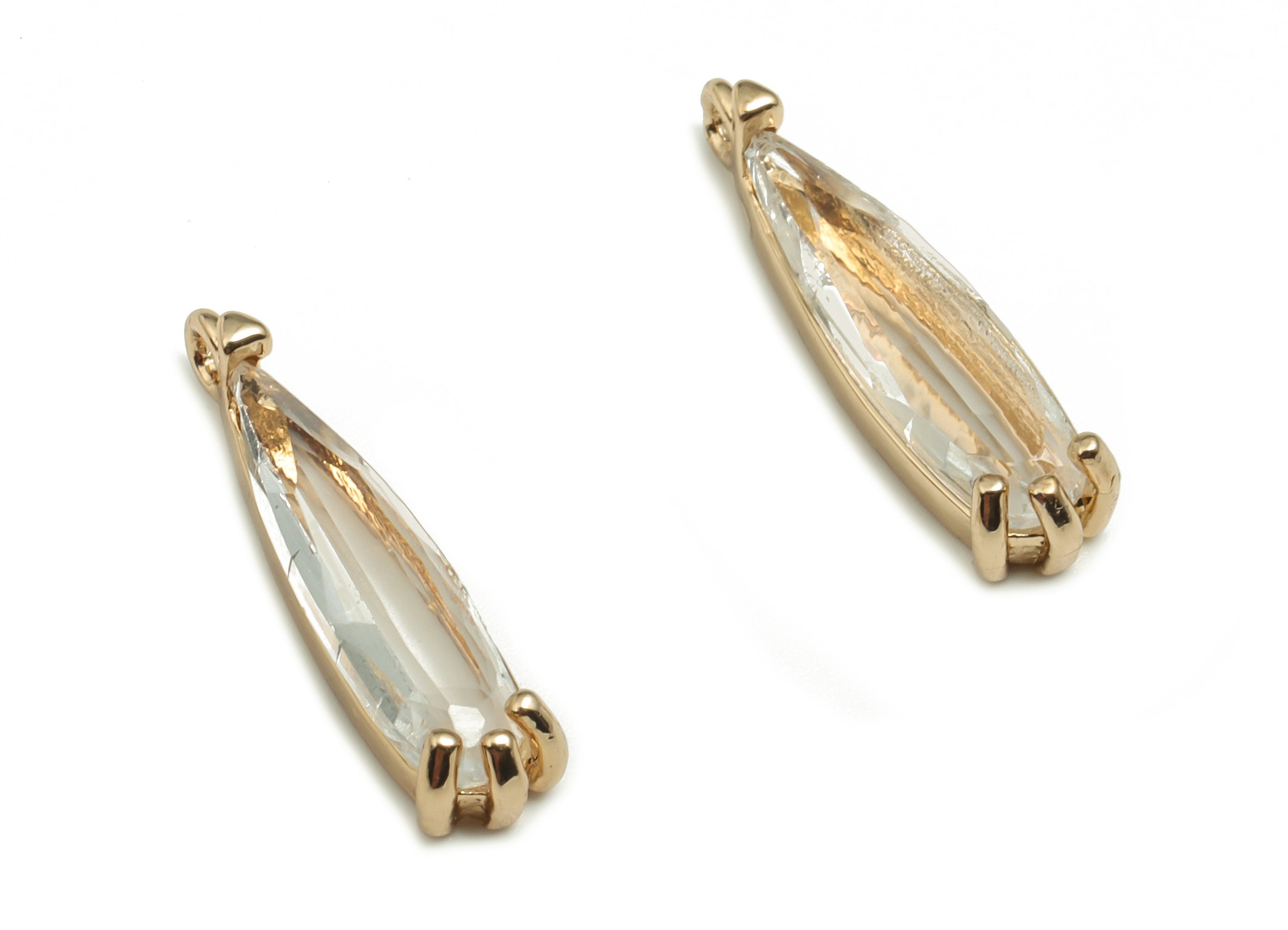 Crystal Oval Earring Charms - Gold Oval Pendant - KC Gold Tone Plated Brass - Jewelry Making Supplies - 18.78x4.47x3.75mm - GS1047 - DOMEDBAZAAR