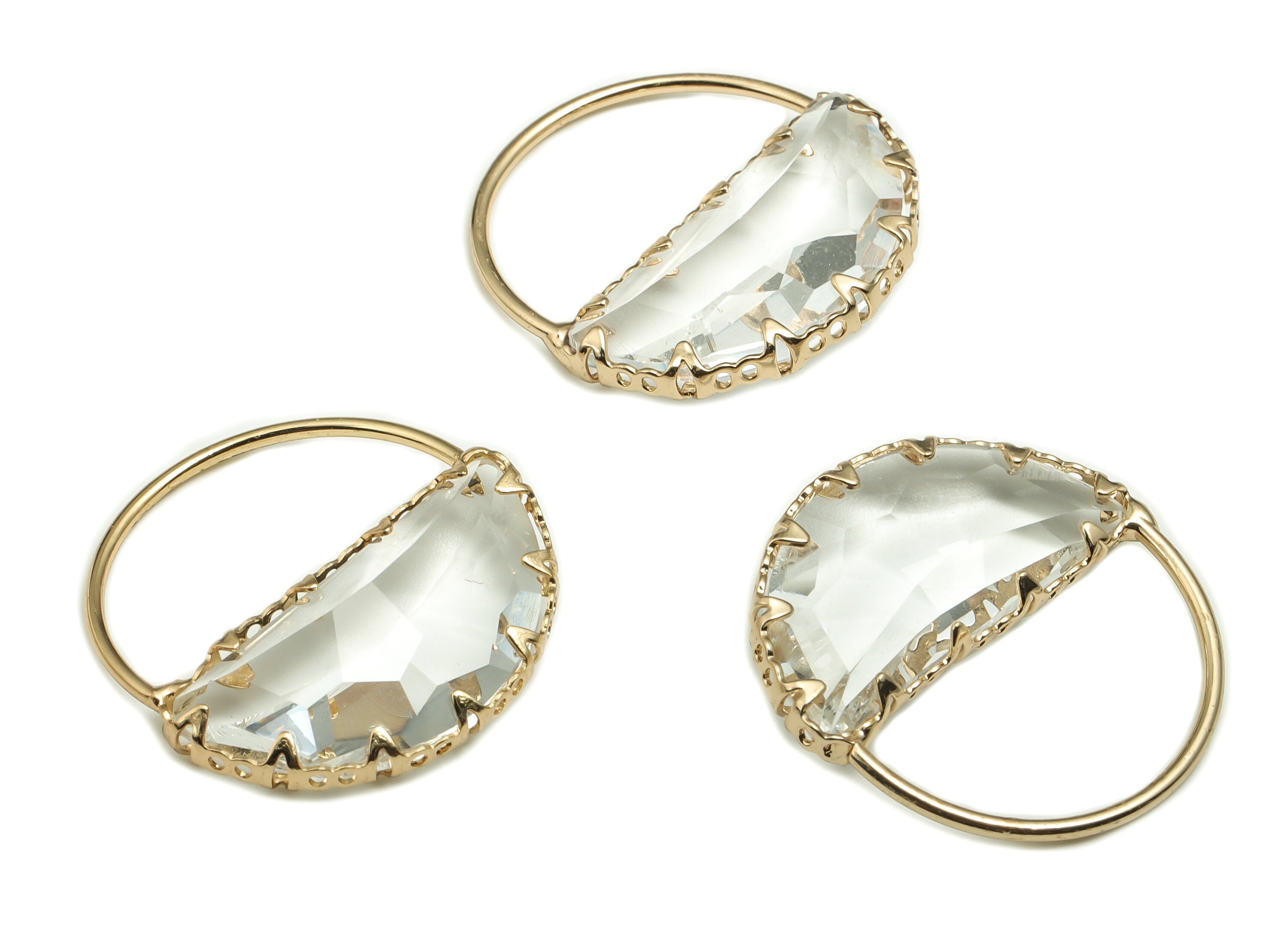 Crystal Round Earring Charms - Gold Semicircle Pendant - KC Gold Tone Plated Brass - Jewelry Making Supplies - 24.07x23.68x6mm - GS1043 - DOMEDBAZAAR