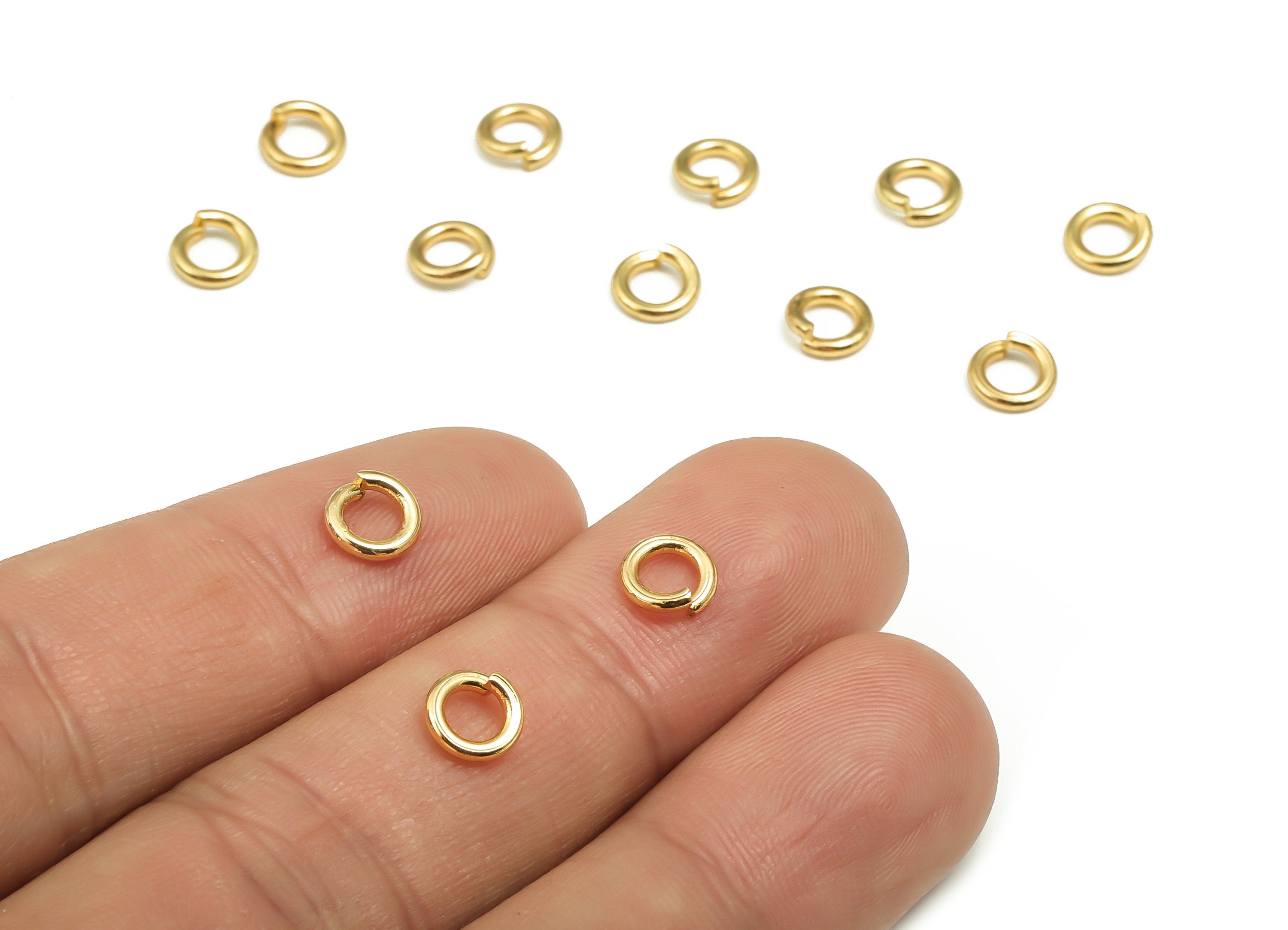 Brass Open Jump Rings - 6x1.2mm - Gold Open Jump Rings - 18K Real Gold Plated Brass - Jewelry Making Supplies - 6x6x1.2mm - RGP4138-6*1.2 - DOMEDBAZAAR