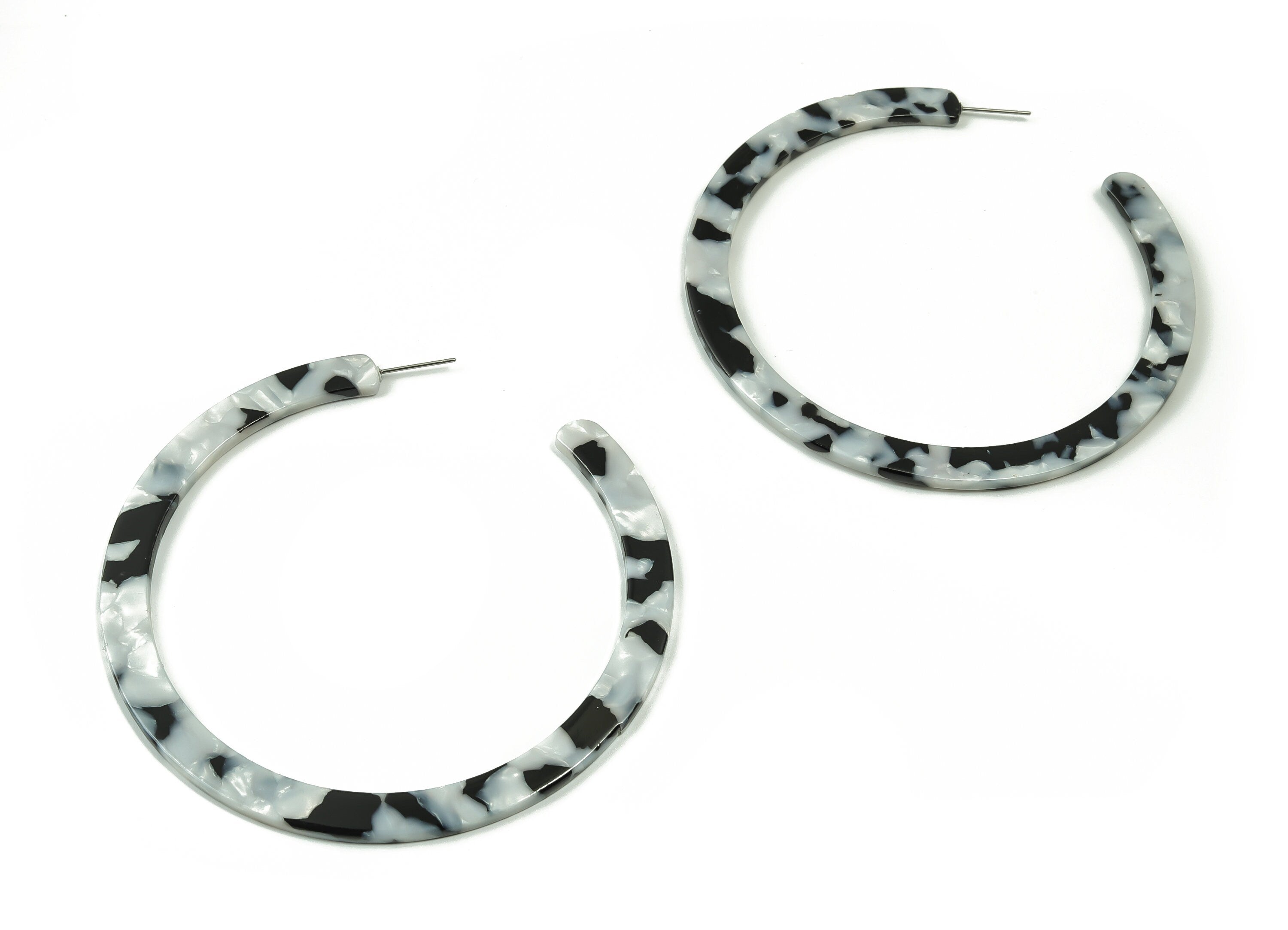 Open Hoop Earrings Stud - 3.3 inch Hoop Earring - Acetate Round Earring Post - Open Circle - Color Code: A15 - 82.34x7.23x2.5mm - AC1838-A15 - DOMEDBAZAAR
