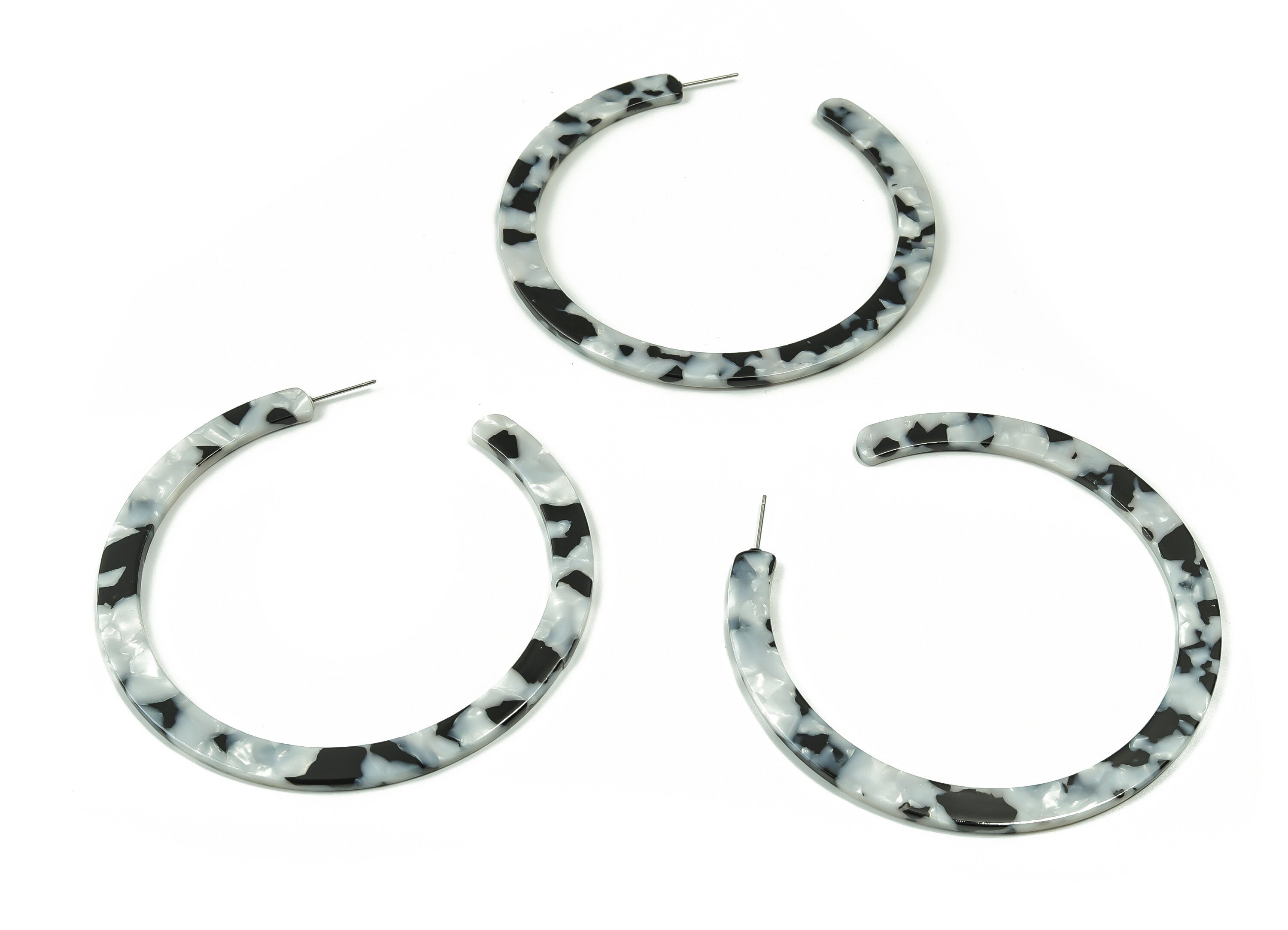 Open Hoop Earrings Stud - 3.3 inch Hoop Earring - Acetate Round Earring Post - Open Circle - Color Code: A15 - 82.34x7.23x2.5mm - AC1838-A15 - DOMEDBAZAAR