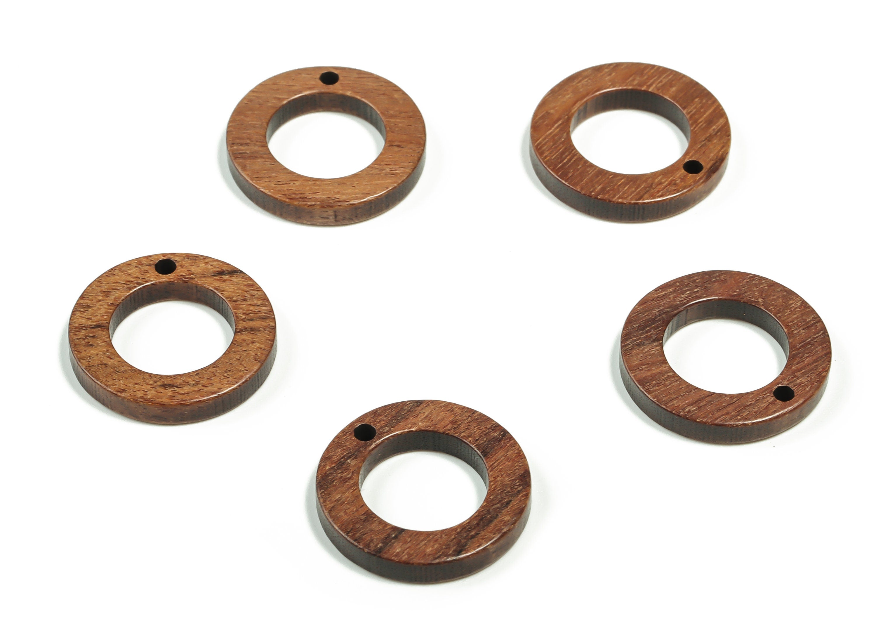 Mahogany Wood Round Earring Charms - Mahogany Mini Coffee Color Wooden Rings - Mahogany Wood Mini Hoop Pendant - 17.83x17.83x2.72mm - BB1119 - DOMEDBAZAAR
